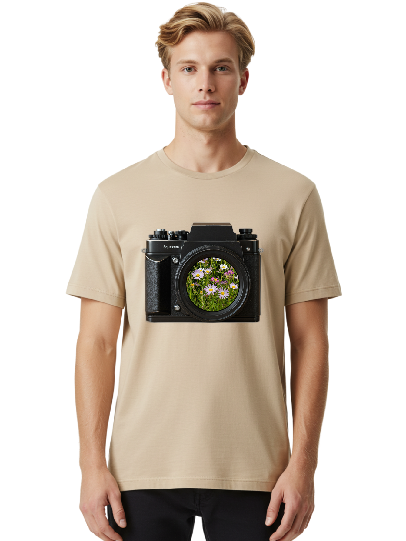 Squeexom-Camera Men'S Graphic Tee, 100% Cotton, Comfortable Casual Summer Wear, Machine Washable, Vintage Camera, Old Camera, Antique Camera, Black Camera, Classic Photography, Photography Equipment, Nostalgic Device, Film Camera, Camera Art Bal390