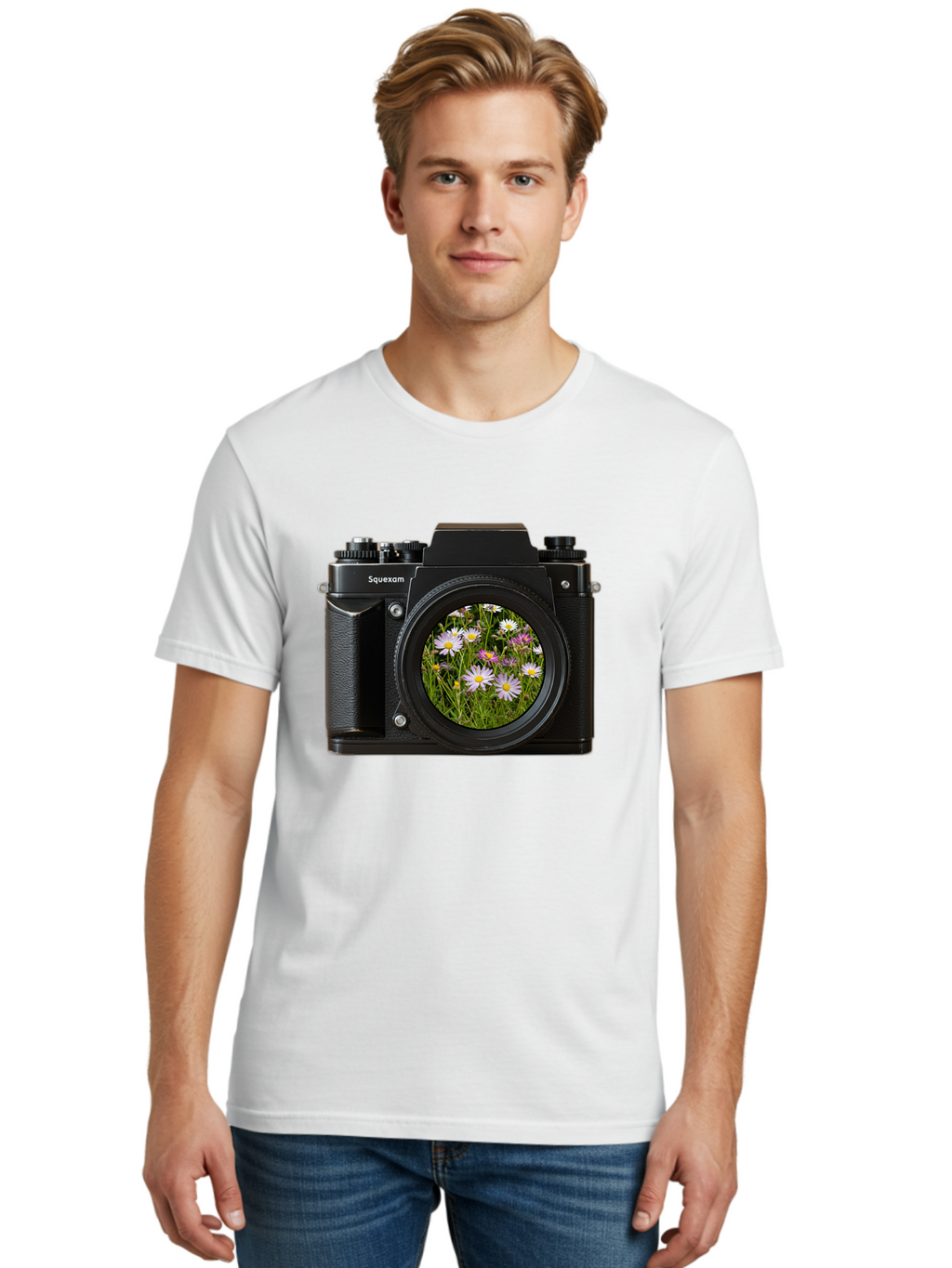Squeexom-Camera Men'S Graphic Tee, 100% Cotton, Comfortable Casual Summer Wear, Machine Washable, Vintage Camera, Old Camera, Antique Camera, Black Camera, Classic Photography, Photography Equipment, Nostalgic Device, Film Camera, Camera Art Bal390