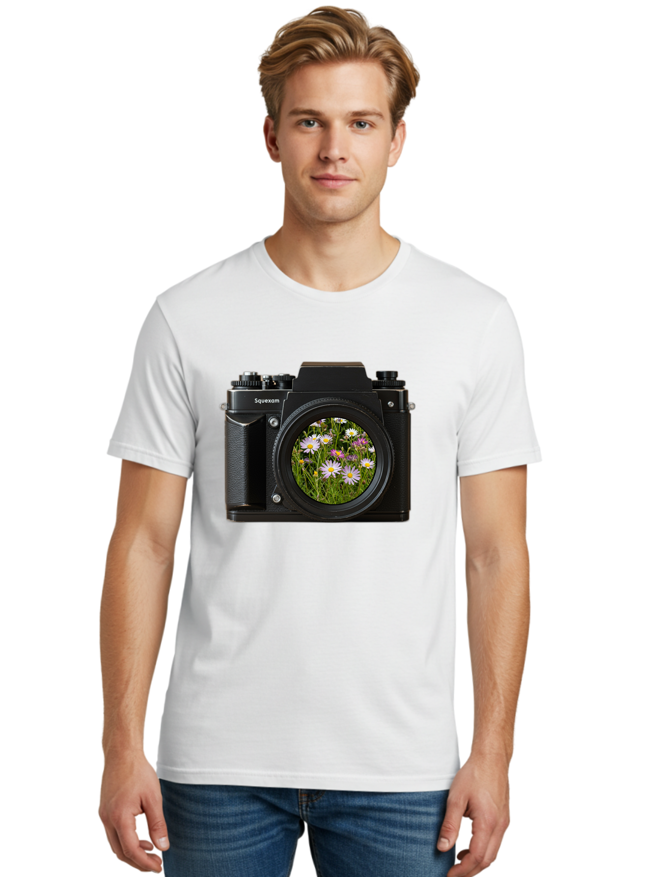 Squeexom-Camera Men'S Graphic Tee, 100% Cotton, Comfortable Casual Summer Wear, Machine Washable, Vintage Camera, Old Camera, Antique Camera, Black Camera, Classic Photography, Photography Equipment, Nostalgic Device, Film Camera, Camera Art Bal390