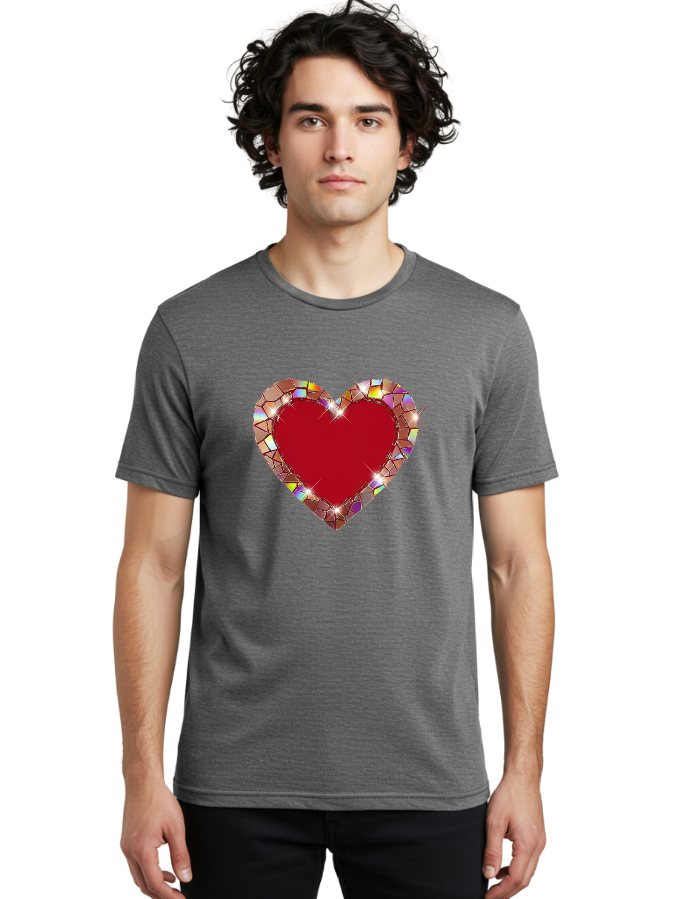 Stained-Glass-Heart Men'S Graphic Tee, 100% Cotton, Comfortable Casual Summer Wear, Machine Washable, Vintage Camera, Old Camera, Antique Camera, Black Camera, Classic Photography, Photography Equipment, Nostalgic Device, Film Camera, Bal392