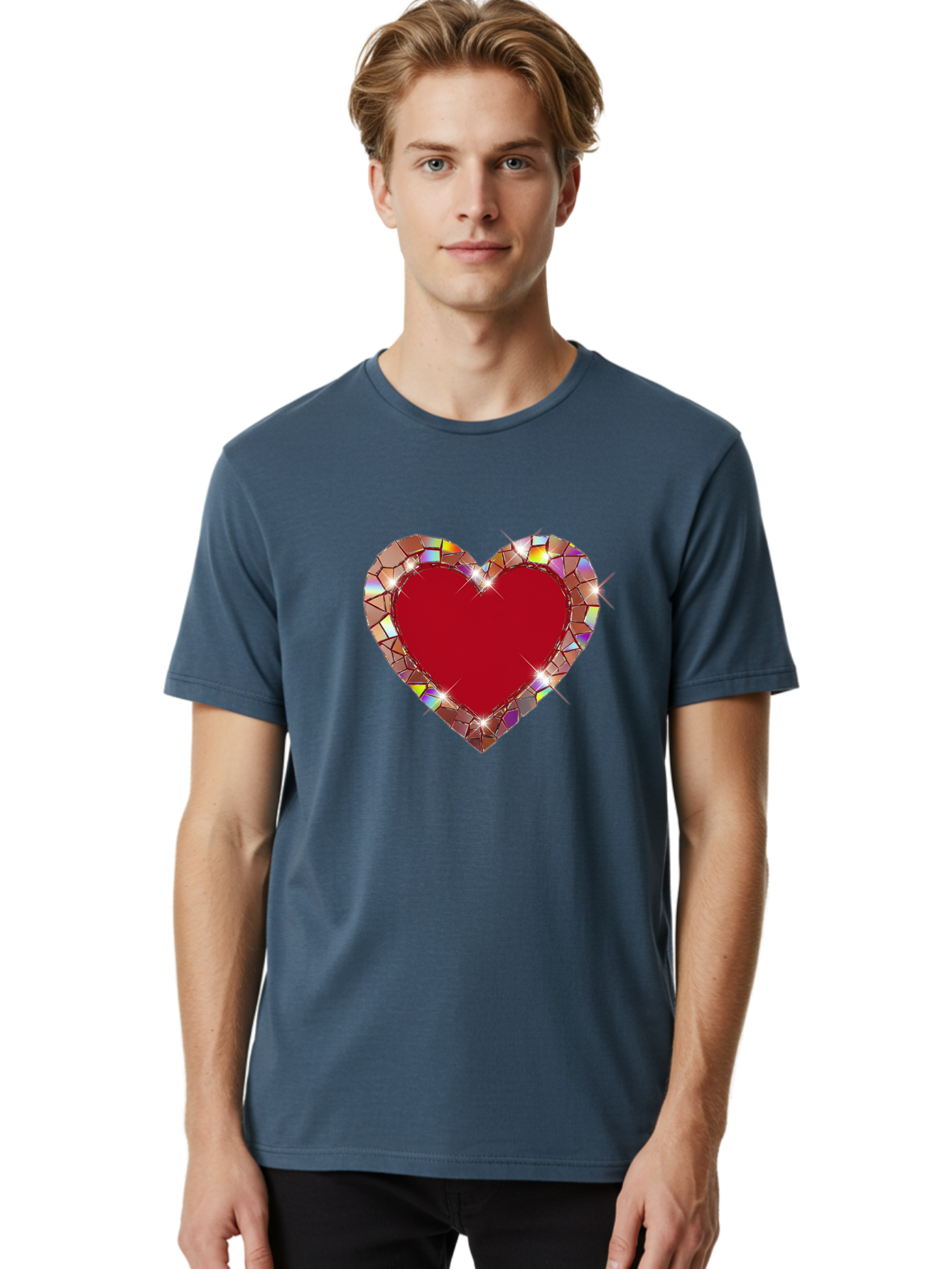Stained-Glass-Heart Men'S Graphic Tee, 100% Cotton, Comfortable Casual Summer Wear, Machine Washable, Vintage Camera, Old Camera, Antique Camera, Black Camera, Classic Photography, Photography Equipment, Nostalgic Device, Film Camera, Bal392