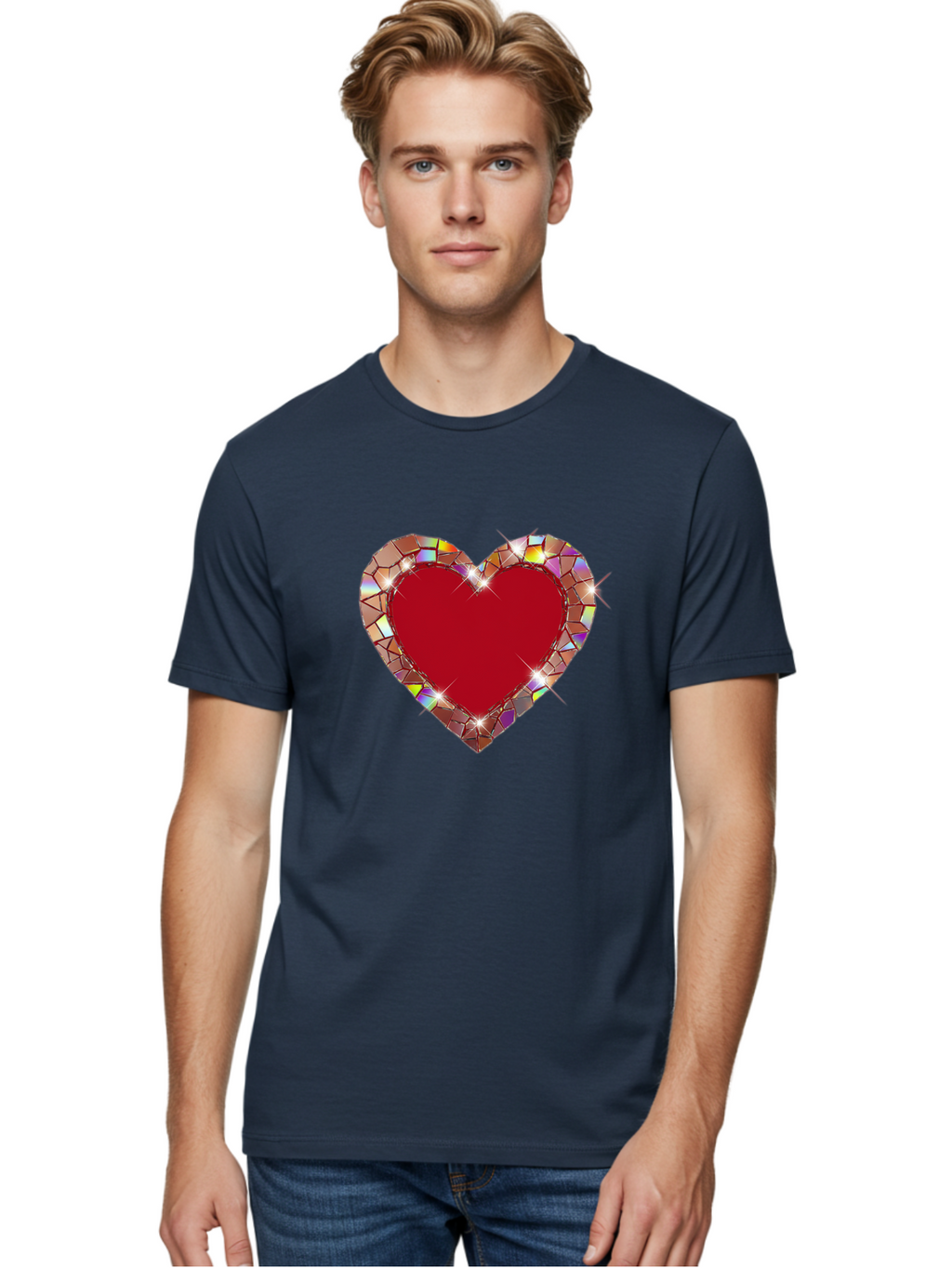 Stained-Glass-Heart Men'S Graphic Tee, 100% Cotton, Comfortable Casual Summer Wear, Machine Washable, Vintage Camera, Old Camera, Antique Camera, Black Camera, Classic Photography, Photography Equipment, Nostalgic Device, Film Camera, Bal392