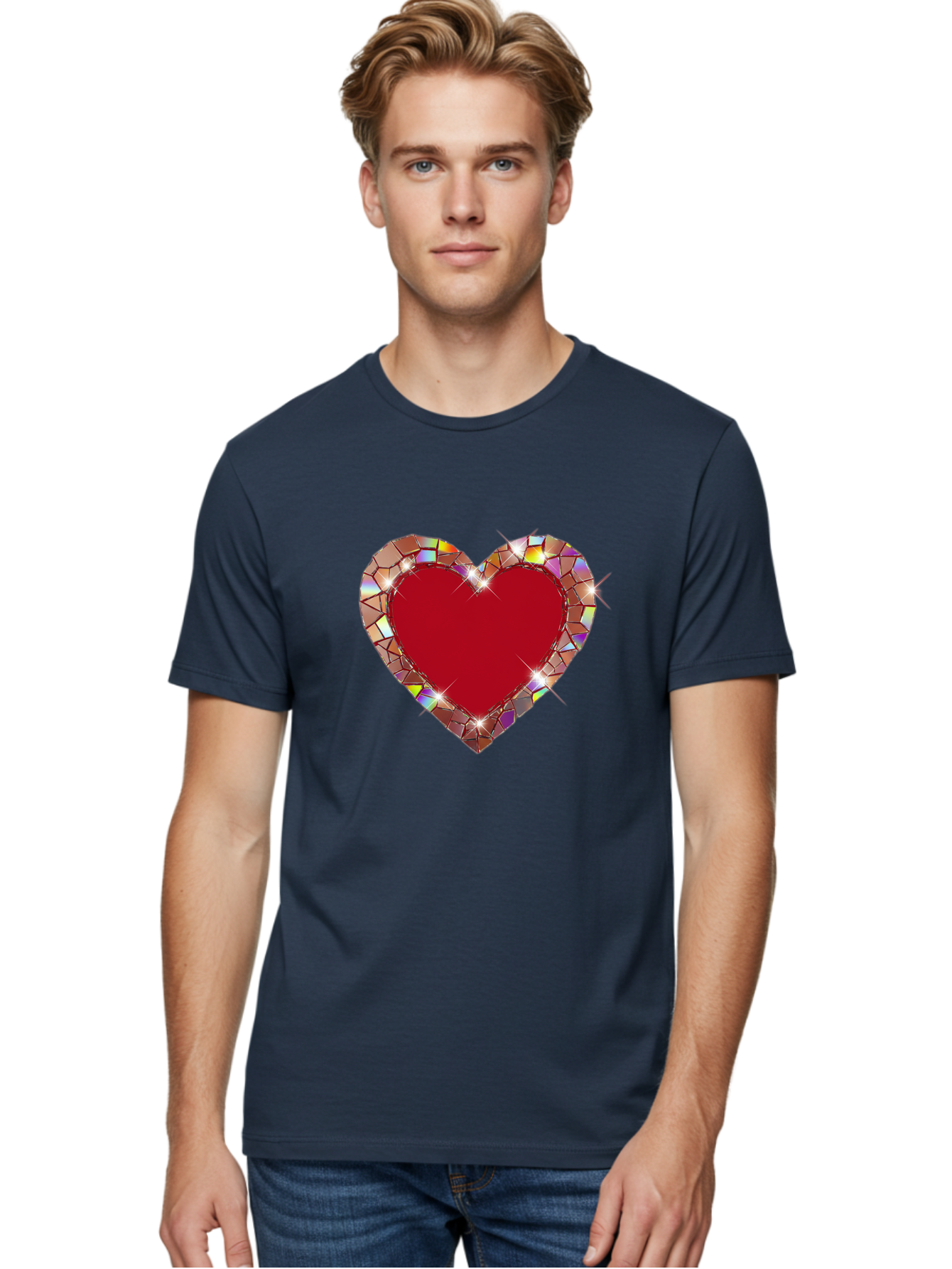 Stained-Glass-Heart Men'S Graphic Tee, 100% Cotton, Comfortable Casual Summer Wear, Machine Washable, Vintage Camera, Old Camera, Antique Camera, Black Camera, Classic Photography, Photography Equipment, Nostalgic Device, Film Camera, Bal392