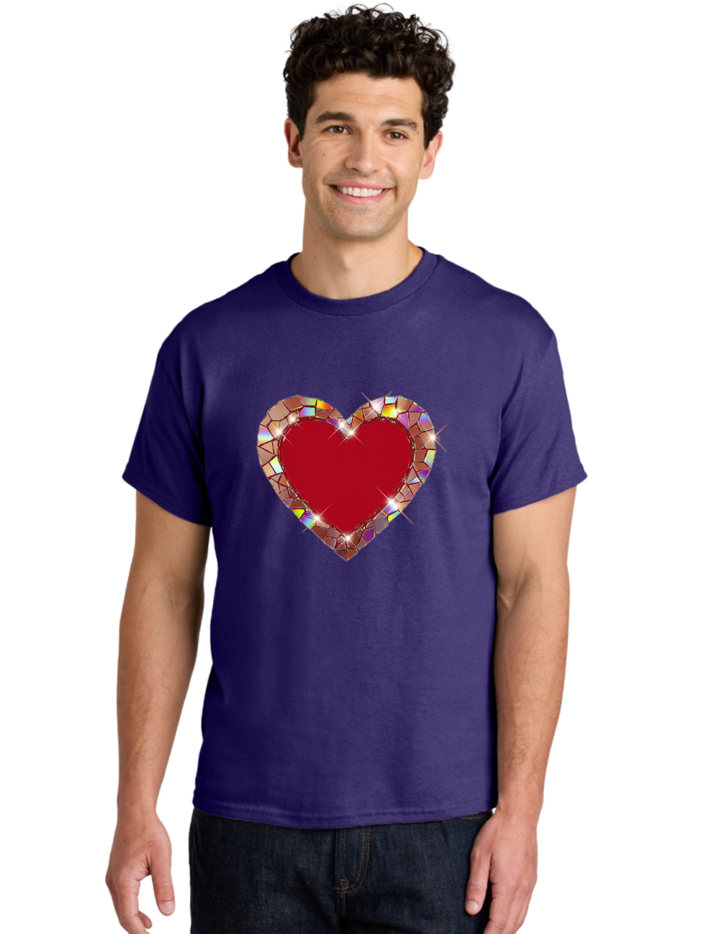 Stained-Glass-Heart Men'S Graphic Tee, 100% Cotton, Comfortable Casual Summer Wear, Machine Washable, Vintage Camera, Old Camera, Antique Camera, Black Camera, Classic Photography, Photography Equipment, Nostalgic Device, Film Camera, Bal392
