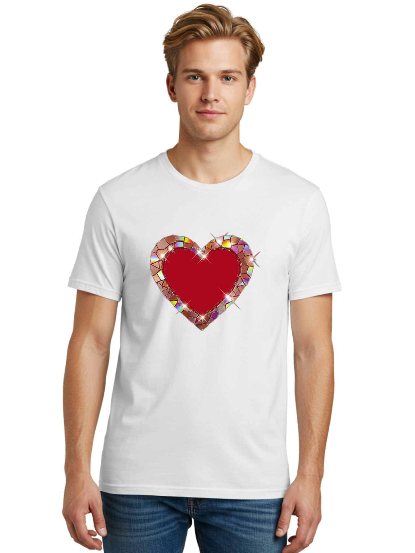 Stained-Glass-Heart Men'S Graphic Tee, 100% Cotton, Comfortable Casual Summer Wear, Machine Washable, Vintage Camera, Old Camera, Antique Camera, Black Camera, Classic Photography, Photography Equipment, Nostalgic Device, Film Camera, Bal392
