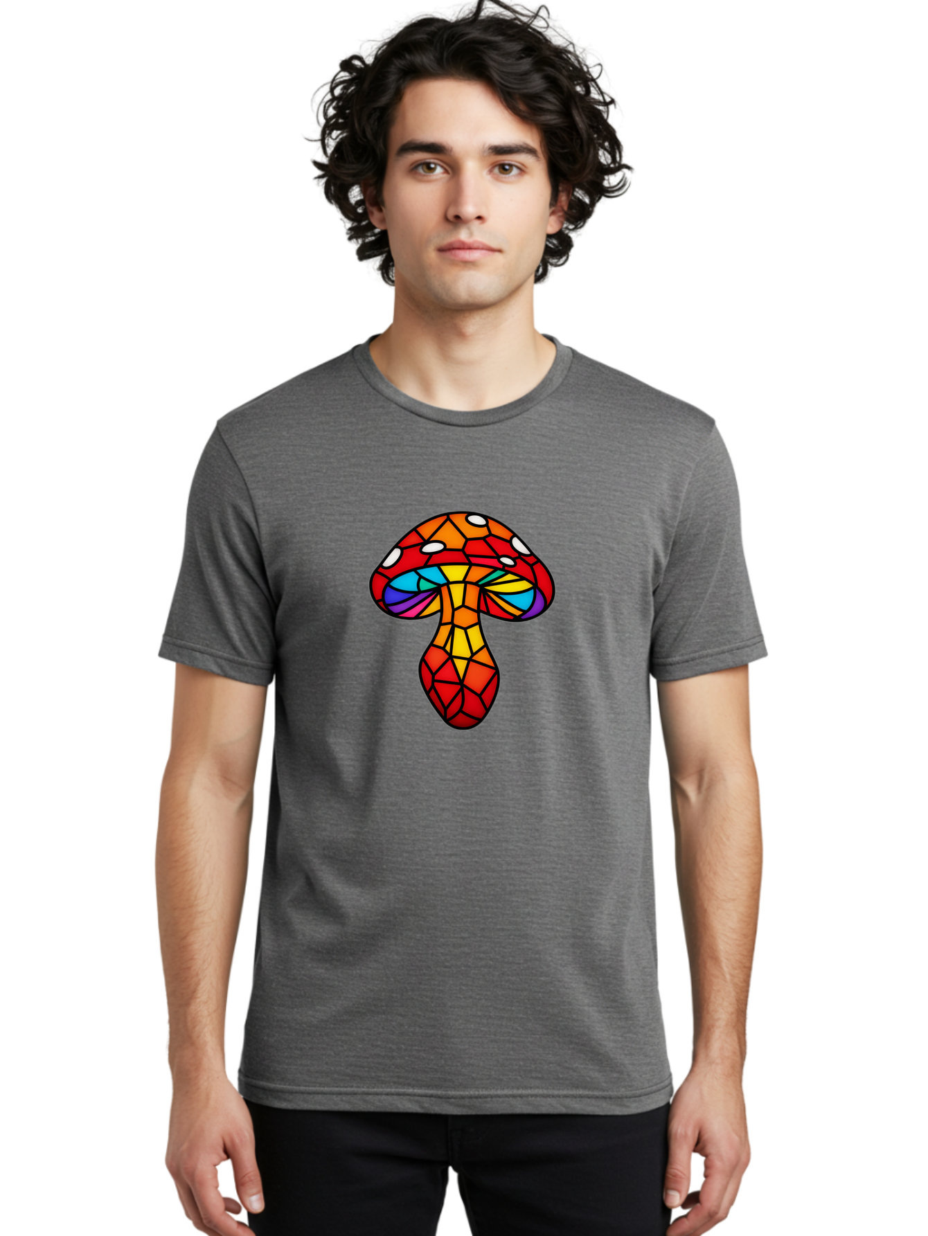 Stained-Glass-Mushroom Men'S Graphic Tee, 100% Cotton, Comfortable Casual Summer Wear, Machine Washable, Vintage Camera, Old Camera, Antique Camera, Black Camera, Classic Photography, Photography Equipment, Nostalgic Device, Film Camera, Bal393