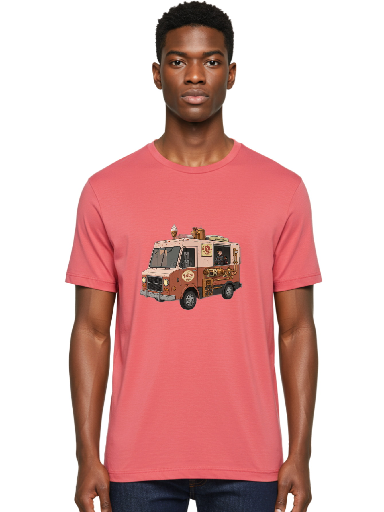 Steam-Ice-Cream Men'S Graphic Tee, 100% Cotton, Comfortable Casual Summer Wear, Machine Washable, Vintage Camera, Old Camera, Antique Camera, Black Camera, Classic Photography, Photography Equipment, Nostalgic Device, Film Camera, Camera Art Bal405