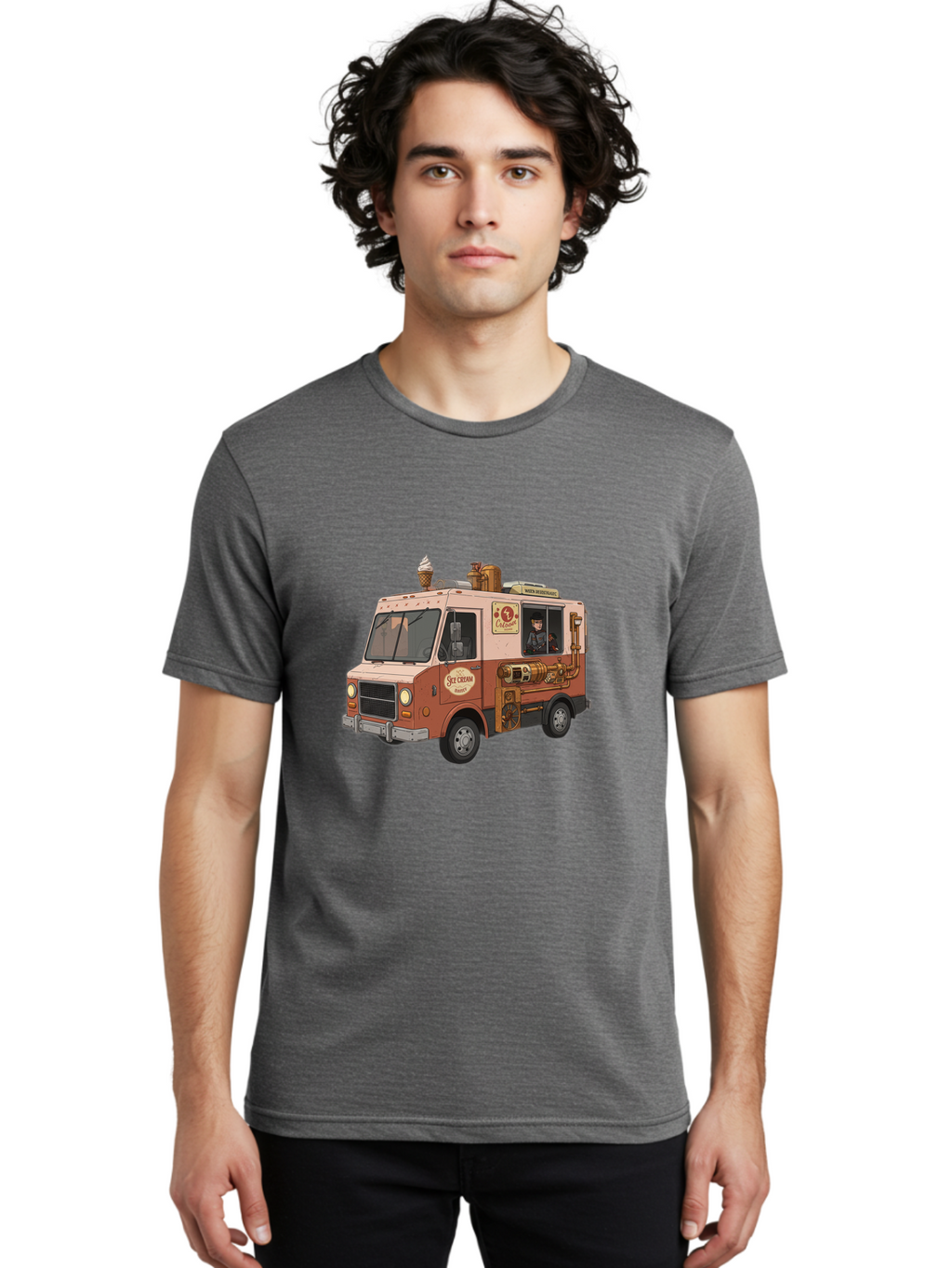 Steam-Ice-Cream Men'S Graphic Tee, 100% Cotton, Comfortable Casual Summer Wear, Machine Washable, Vintage Camera, Old Camera, Antique Camera, Black Camera, Classic Photography, Photography Equipment, Nostalgic Device, Film Camera, Camera Art Bal405