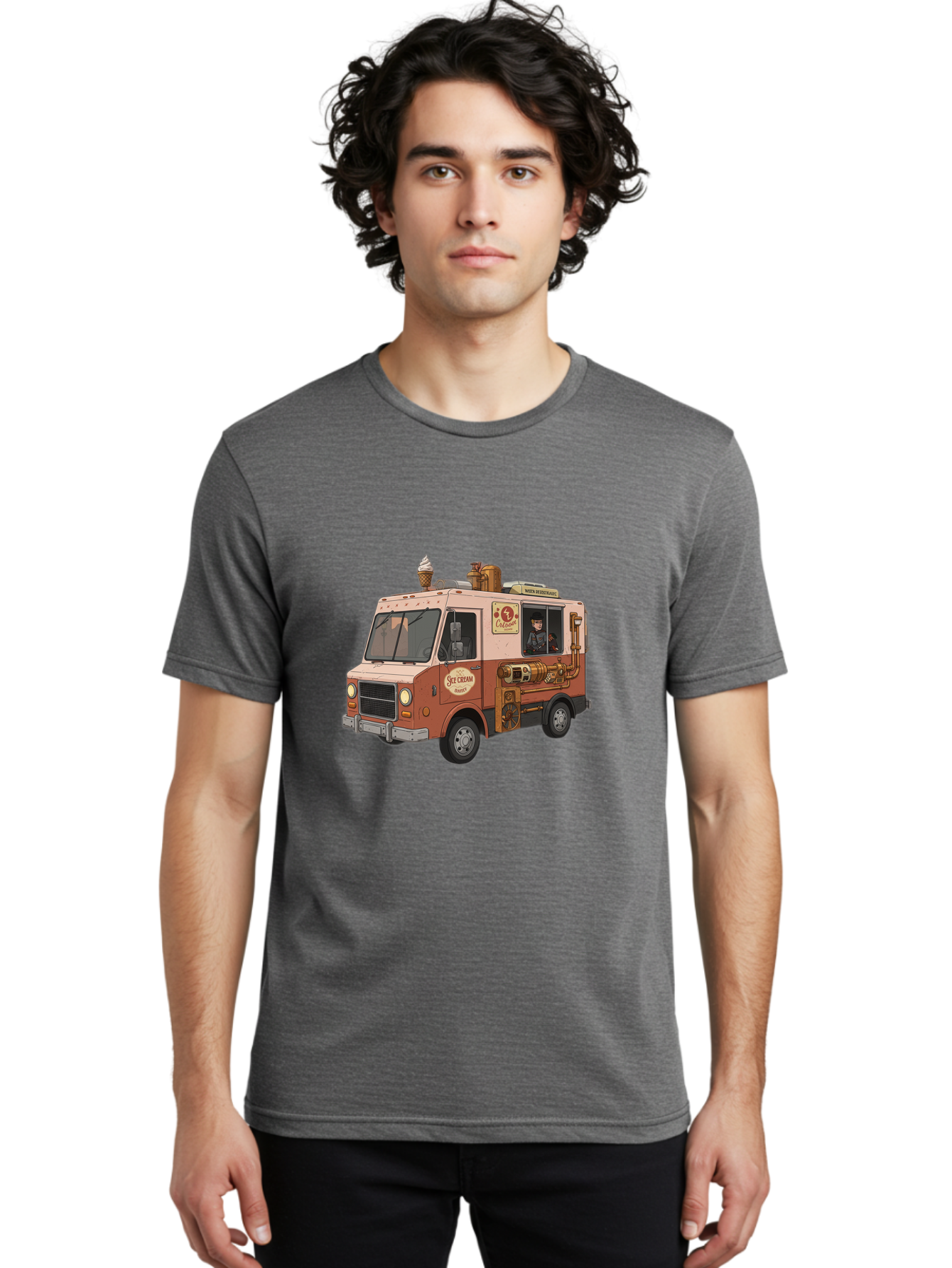 Steam-Ice-Cream Men'S Graphic Tee, 100% Cotton, Comfortable Casual Summer Wear, Machine Washable, Vintage Camera, Old Camera, Antique Camera, Black Camera, Classic Photography, Photography Equipment, Nostalgic Device, Film Camera, Camera Art Bal405