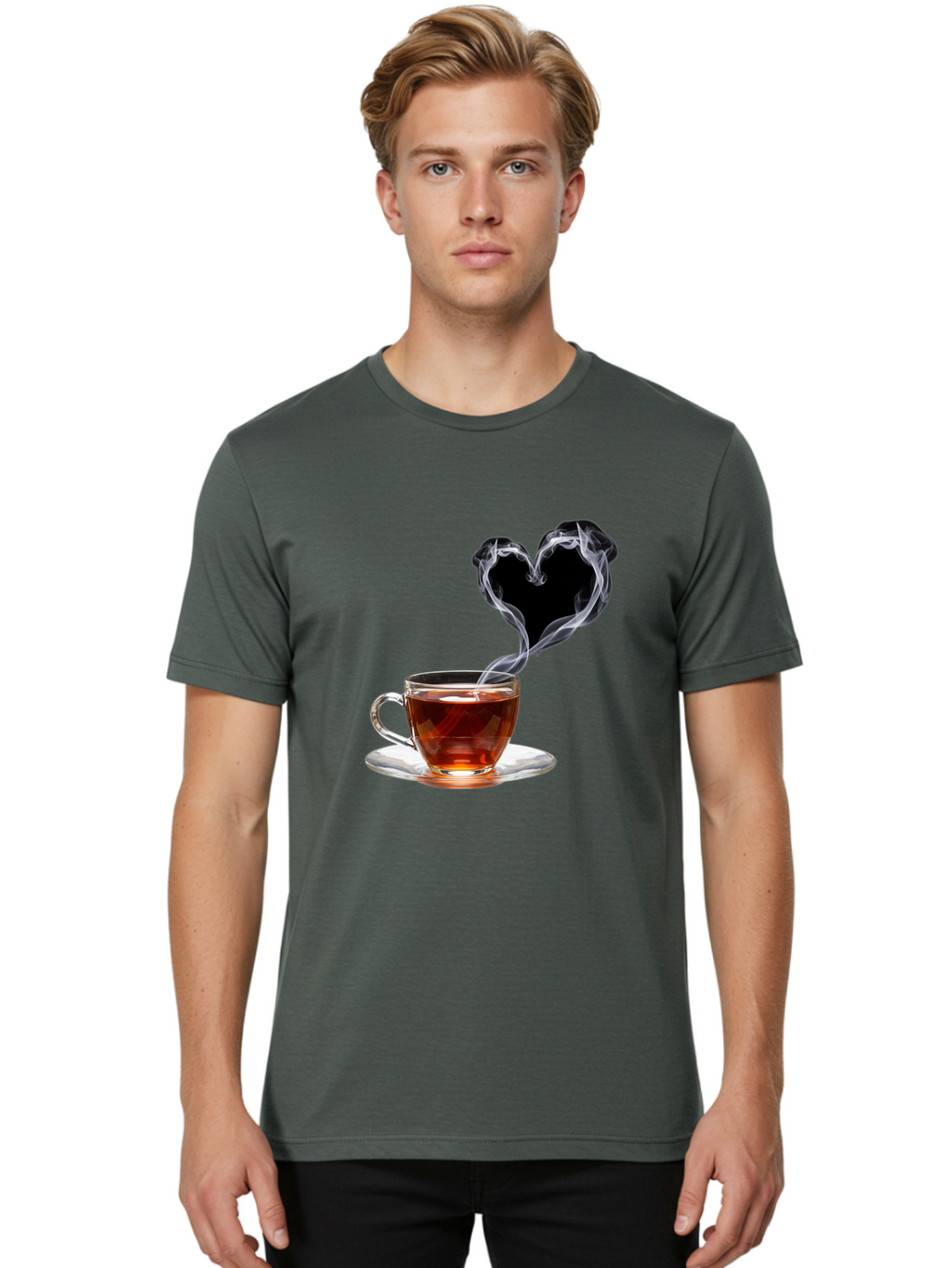 Steaming-Tea-Cup Men'S Graphic Tee, 100% Cotton, Comfortable Casual Summer Wear, Machine Washable, Vintage Camera, Old Camera, Antique Camera, Black Camera, Classic Photography, Photography Equipment, Nostalgic Device, Film Camera, Camera Art Bal406
