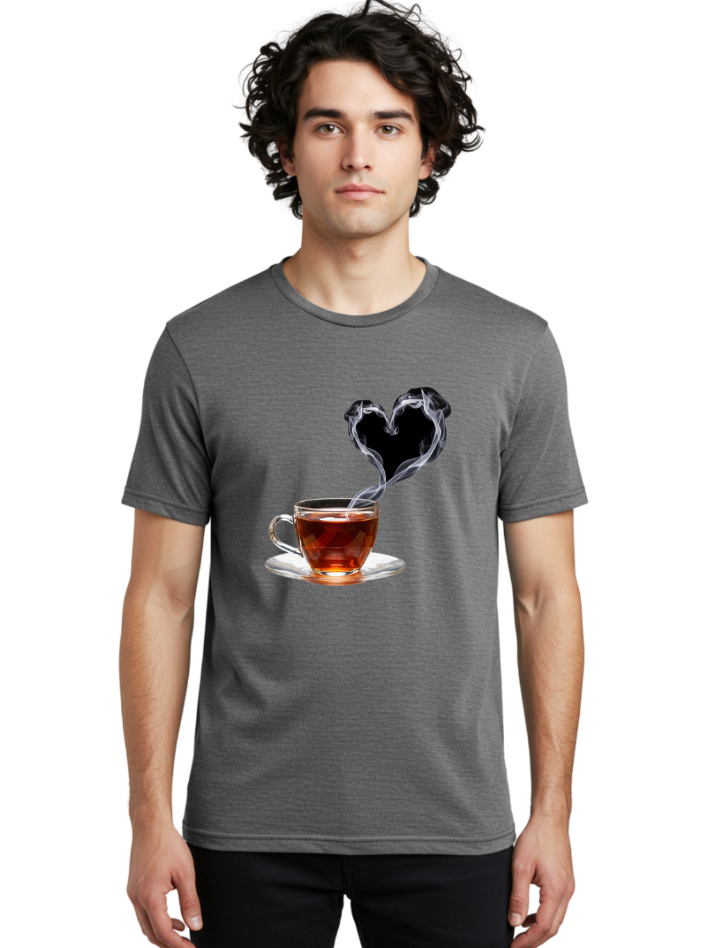 Steaming-Tea-Cup Men'S Graphic Tee, 100% Cotton, Comfortable Casual Summer Wear, Machine Washable, Vintage Camera, Old Camera, Antique Camera, Black Camera, Classic Photography, Photography Equipment, Nostalgic Device, Film Camera, Camera Art Bal406