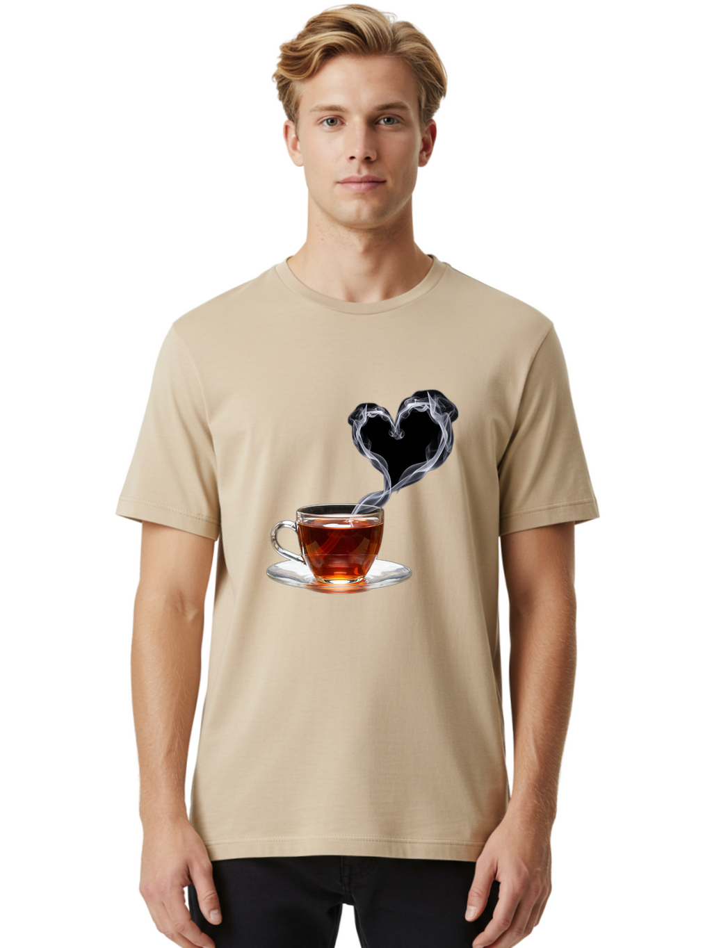 Steaming-Tea-Cup Men'S Graphic Tee, 100% Cotton, Comfortable Casual Summer Wear, Machine Washable, Vintage Camera, Old Camera, Antique Camera, Black Camera, Classic Photography, Photography Equipment, Nostalgic Device, Film Camera, Camera Art Bal406