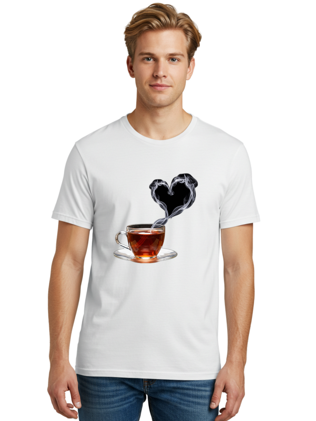 Steaming-Tea-Cup Men'S Graphic Tee, 100% Cotton, Comfortable Casual Summer Wear, Machine Washable, Vintage Camera, Old Camera, Antique Camera, Black Camera, Classic Photography, Photography Equipment, Nostalgic Device, Film Camera, Camera Art Bal406
