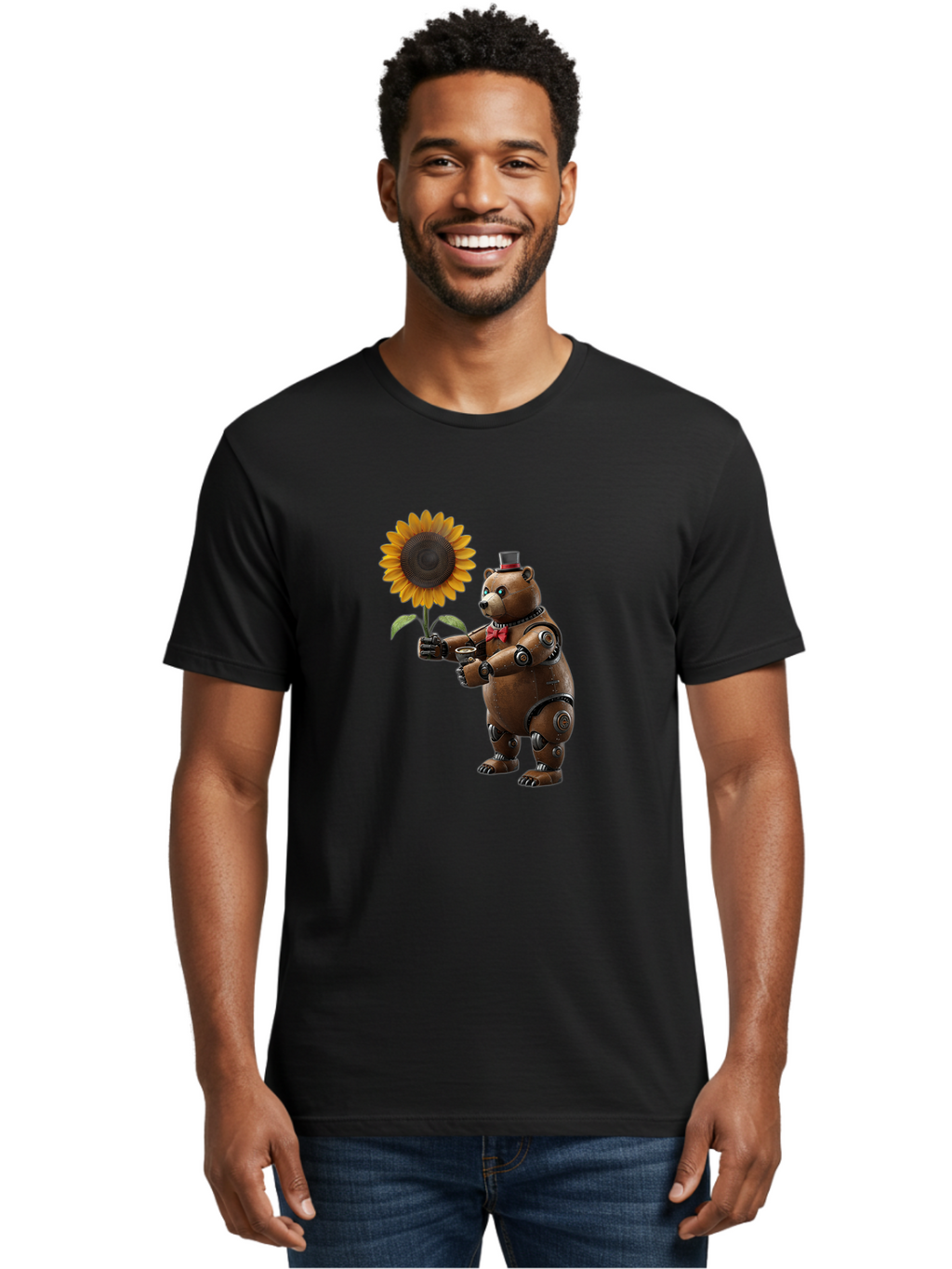Steampunk-Bear Men'S Graphic Tee, 100% Cotton, Comfortable Casual Summer Wear, Machine Washable, Vintage Camera, Old Camera, Antique Camera, Black Camera, Classic Photography, Photography Equipment, Nostalgic Device, Film Camera, Camera Art Bal407