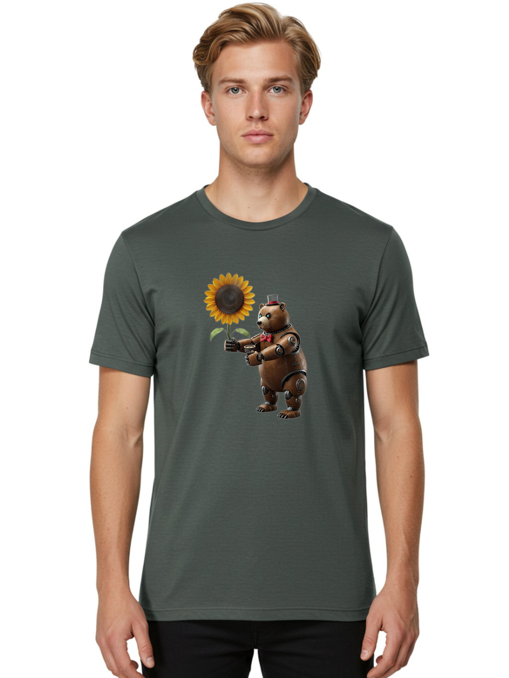 Steampunk-Bear Men'S Graphic Tee, 100% Cotton, Comfortable Casual Summer Wear, Machine Washable, Vintage Camera, Old Camera, Antique Camera, Black Camera, Classic Photography, Photography Equipment, Nostalgic Device, Film Camera, Camera Art Bal407
