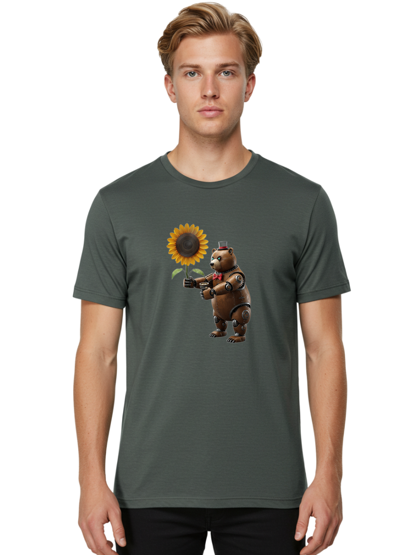 Steampunk-Bear Men'S Graphic Tee, 100% Cotton, Comfortable Casual Summer Wear, Machine Washable, Vintage Camera, Old Camera, Antique Camera, Black Camera, Classic Photography, Photography Equipment, Nostalgic Device, Film Camera, Camera Art Bal407