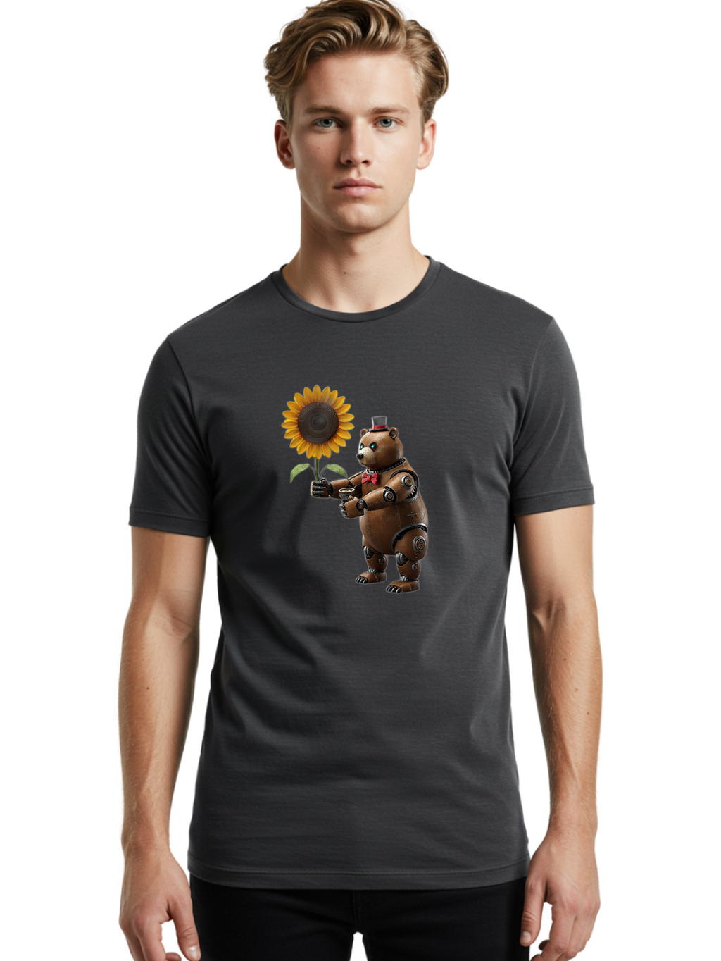 Steampunk-Bear Men'S Graphic Tee, 100% Cotton, Comfortable Casual Summer Wear, Machine Washable, Vintage Camera, Old Camera, Antique Camera, Black Camera, Classic Photography, Photography Equipment, Nostalgic Device, Film Camera, Camera Art Bal407