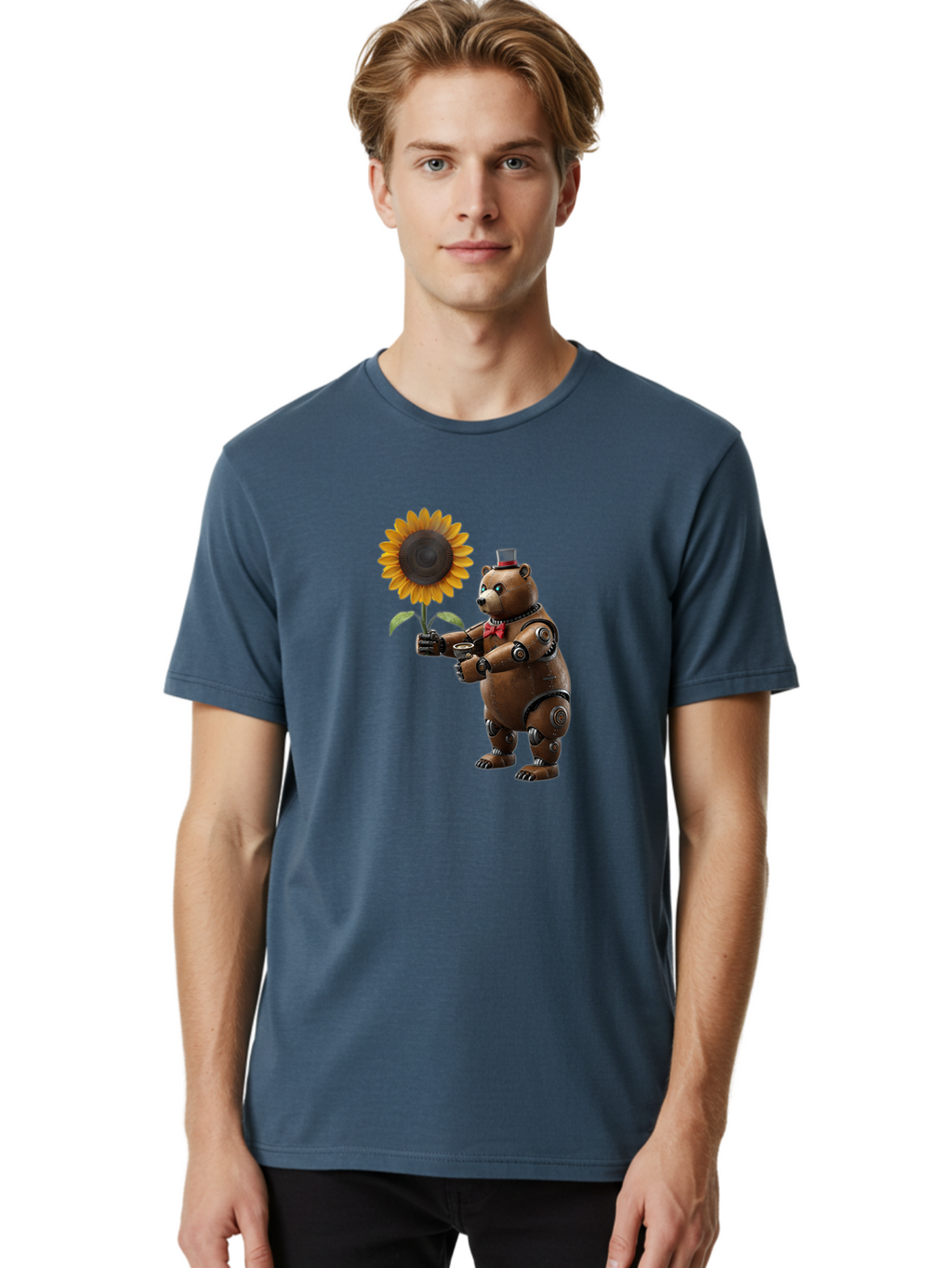Steampunk-Bear Men'S Graphic Tee, 100% Cotton, Comfortable Casual Summer Wear, Machine Washable, Vintage Camera, Old Camera, Antique Camera, Black Camera, Classic Photography, Photography Equipment, Nostalgic Device, Film Camera, Camera Art Bal407