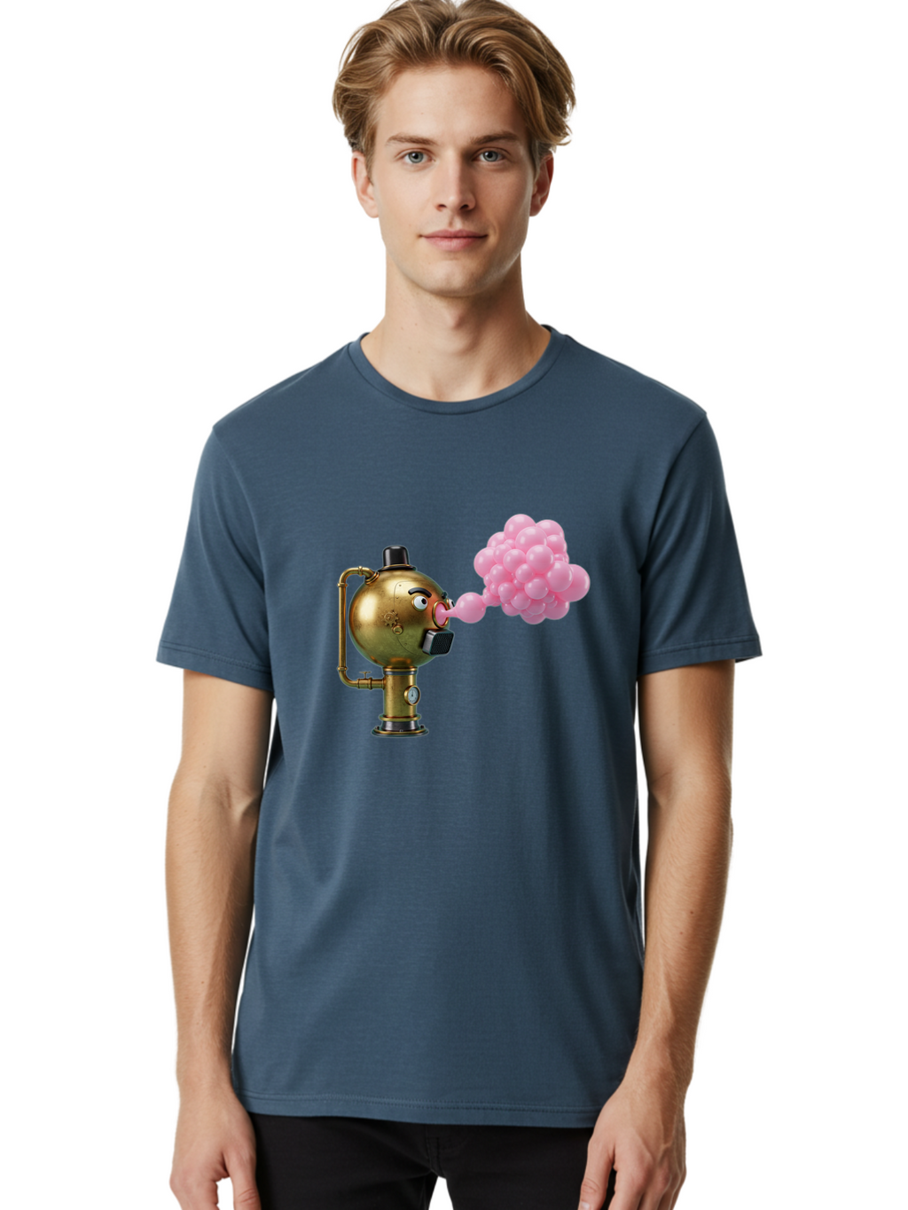 Steampunk-Bubble-Machine Men'S Graphic Tee, 100% Cotton, Comfortable Casual Summer Wear, Machine Washable, Vintage Camera, Old Camera, Antique Camera, Black Camera, Classic Photography, Photography Equipment, Nostalgic Device, Film Camera, Bal408