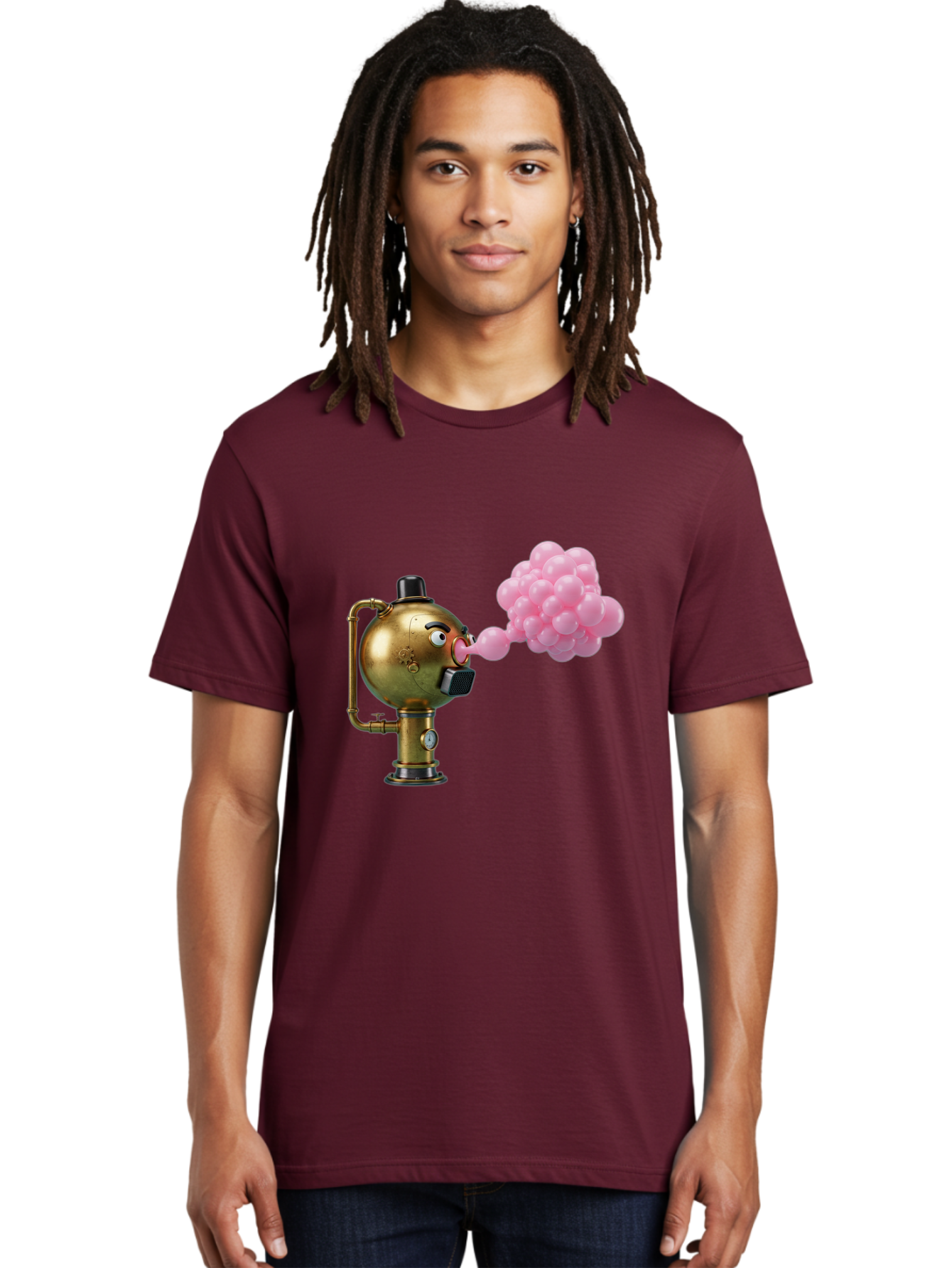 Steampunk-Bubble-Machine Men'S Graphic Tee, 100% Cotton, Comfortable Casual Summer Wear, Machine Washable, Vintage Camera, Old Camera, Antique Camera, Black Camera, Classic Photography, Photography Equipment, Nostalgic Device, Film Camera, Bal408