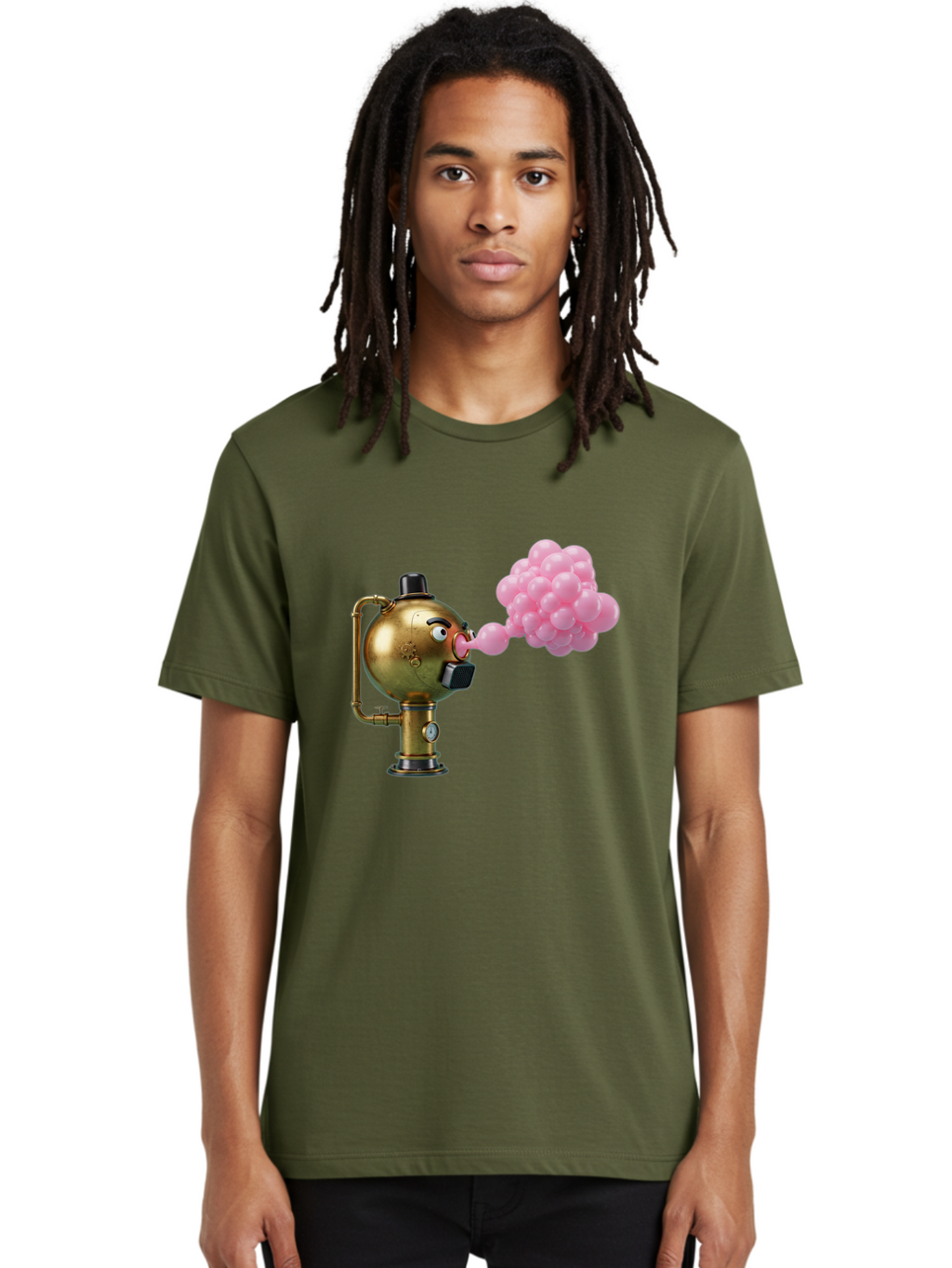 Steampunk-Bubble-Machine Men'S Graphic Tee, 100% Cotton, Comfortable Casual Summer Wear, Machine Washable, Vintage Camera, Old Camera, Antique Camera, Black Camera, Classic Photography, Photography Equipment, Nostalgic Device, Film Camera, Bal408