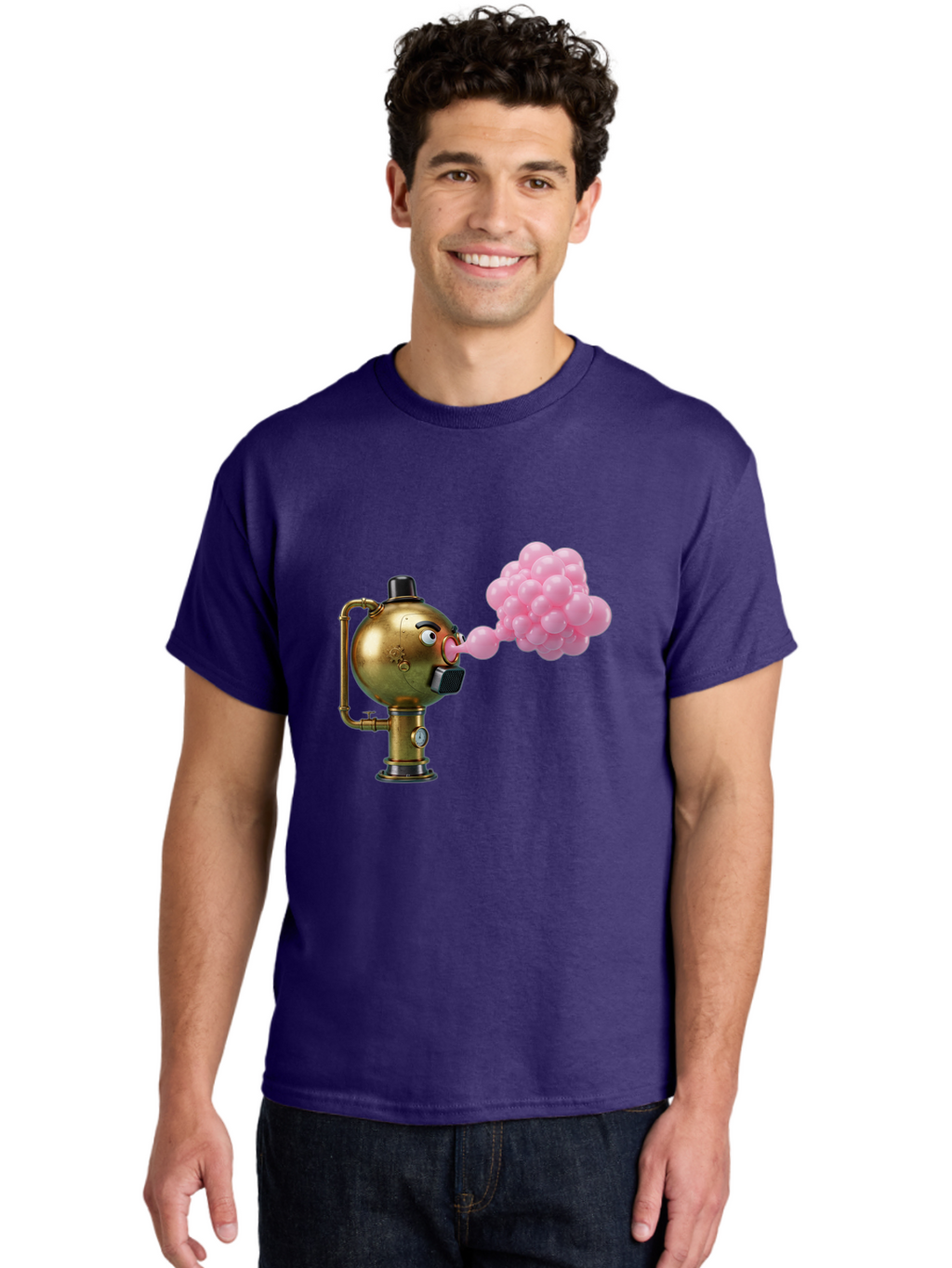 Steampunk-Bubble-Machine Men'S Graphic Tee, 100% Cotton, Comfortable Casual Summer Wear, Machine Washable, Vintage Camera, Old Camera, Antique Camera, Black Camera, Classic Photography, Photography Equipment, Nostalgic Device, Film Camera, Bal408
