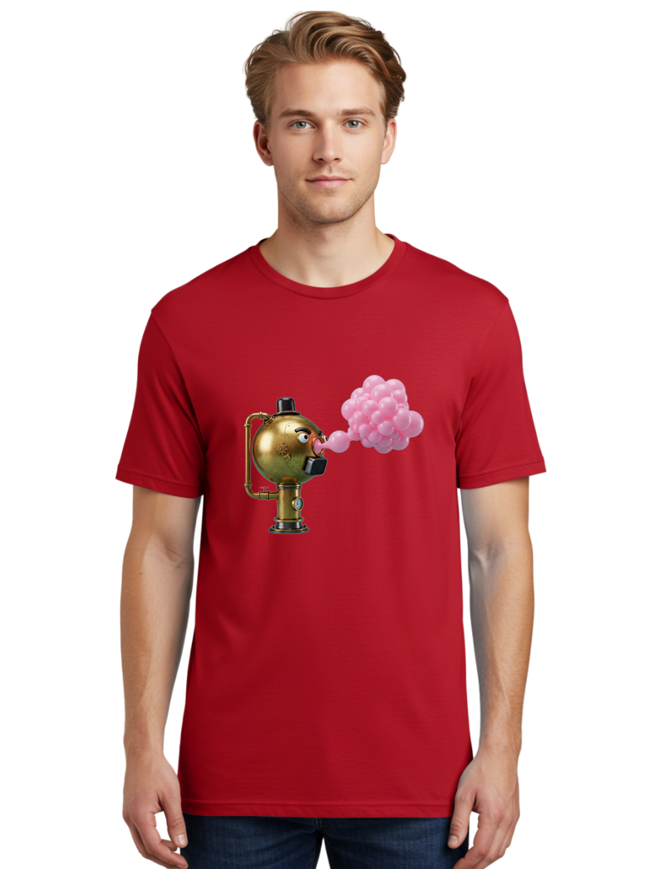 Steampunk-Bubble-Machine Men'S Graphic Tee, 100% Cotton, Comfortable Casual Summer Wear, Machine Washable, Vintage Camera, Old Camera, Antique Camera, Black Camera, Classic Photography, Photography Equipment, Nostalgic Device, Film Camera, Bal408