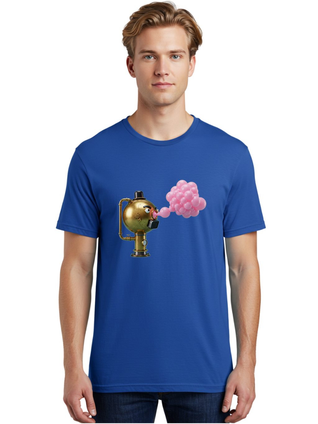 Steampunk-Bubble-Machine Men'S Graphic Tee, 100% Cotton, Comfortable Casual Summer Wear, Machine Washable, Vintage Camera, Old Camera, Antique Camera, Black Camera, Classic Photography, Photography Equipment, Nostalgic Device, Film Camera, Bal408