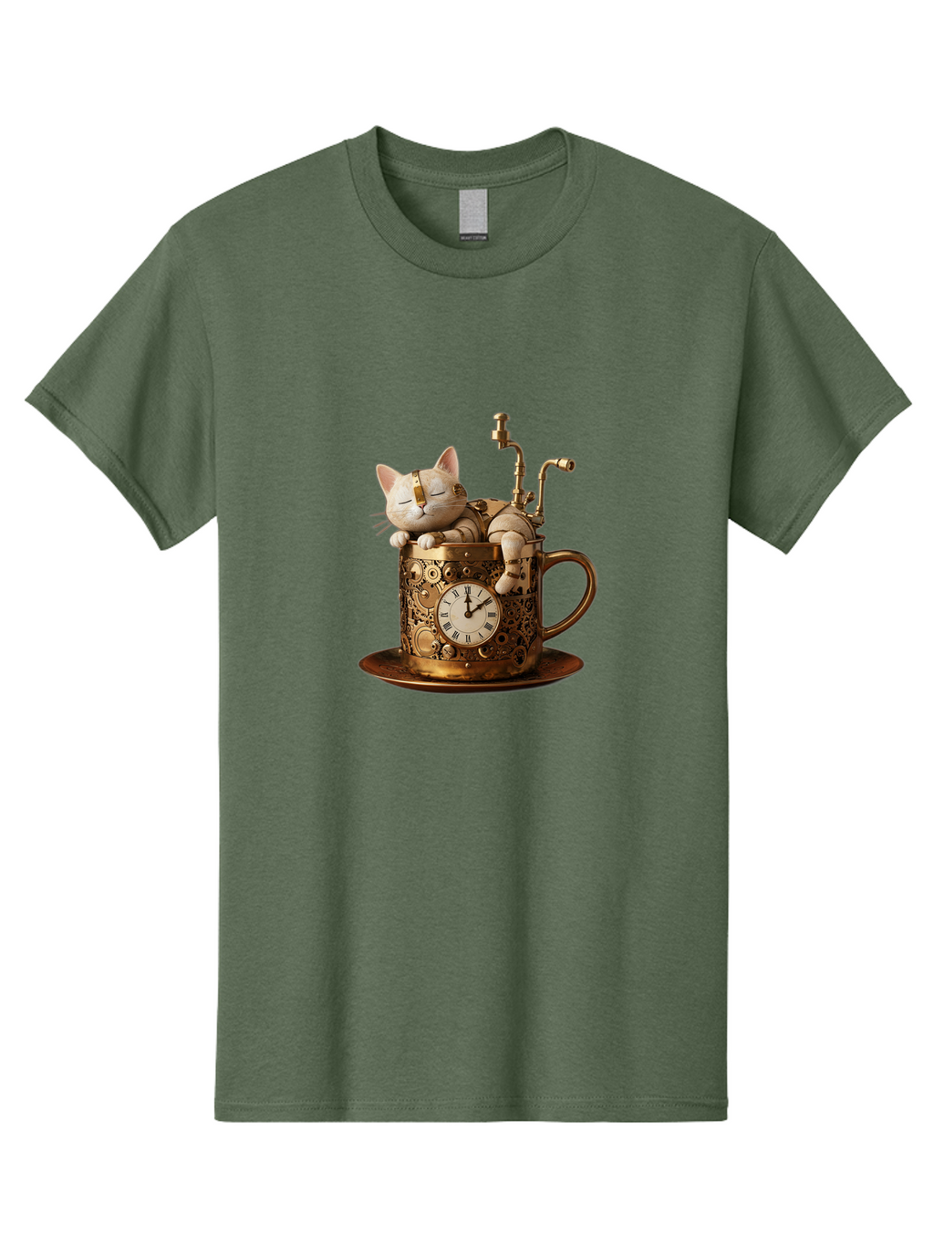 Steampunk-Cat Men'S Graphic Tee, 100% Cotton, Comfortable Casual Summer Wear, Machine Washable, Vintage Camera, Old Camera, Antique Camera, Black Camera, Classic Photography, Photography Equipment, Nostalgic Device, Film Camera, Camera Art Bal410