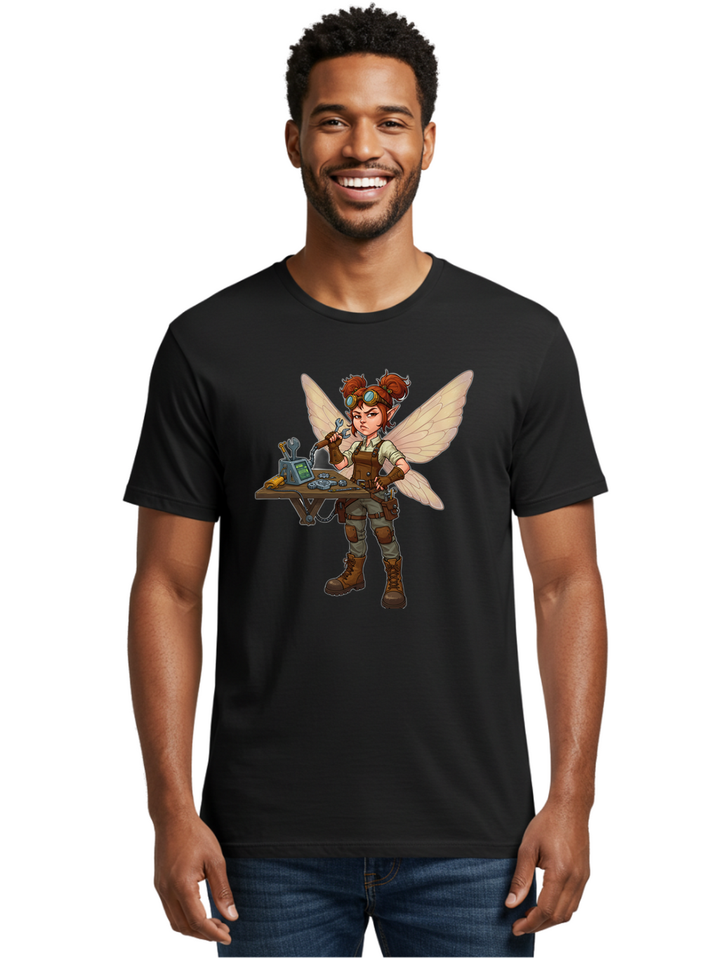 Steampunk-Fairy Men'S Graphic Tee, 100% Cotton, Comfortable Casual Summer Wear, Machine Washable, Vintage Camera, Old Camera, Antique Camera, Black Camera, Classic Photography, Photography Equipment, Nostalgic Device, Film Camera, Camera Art Bal411