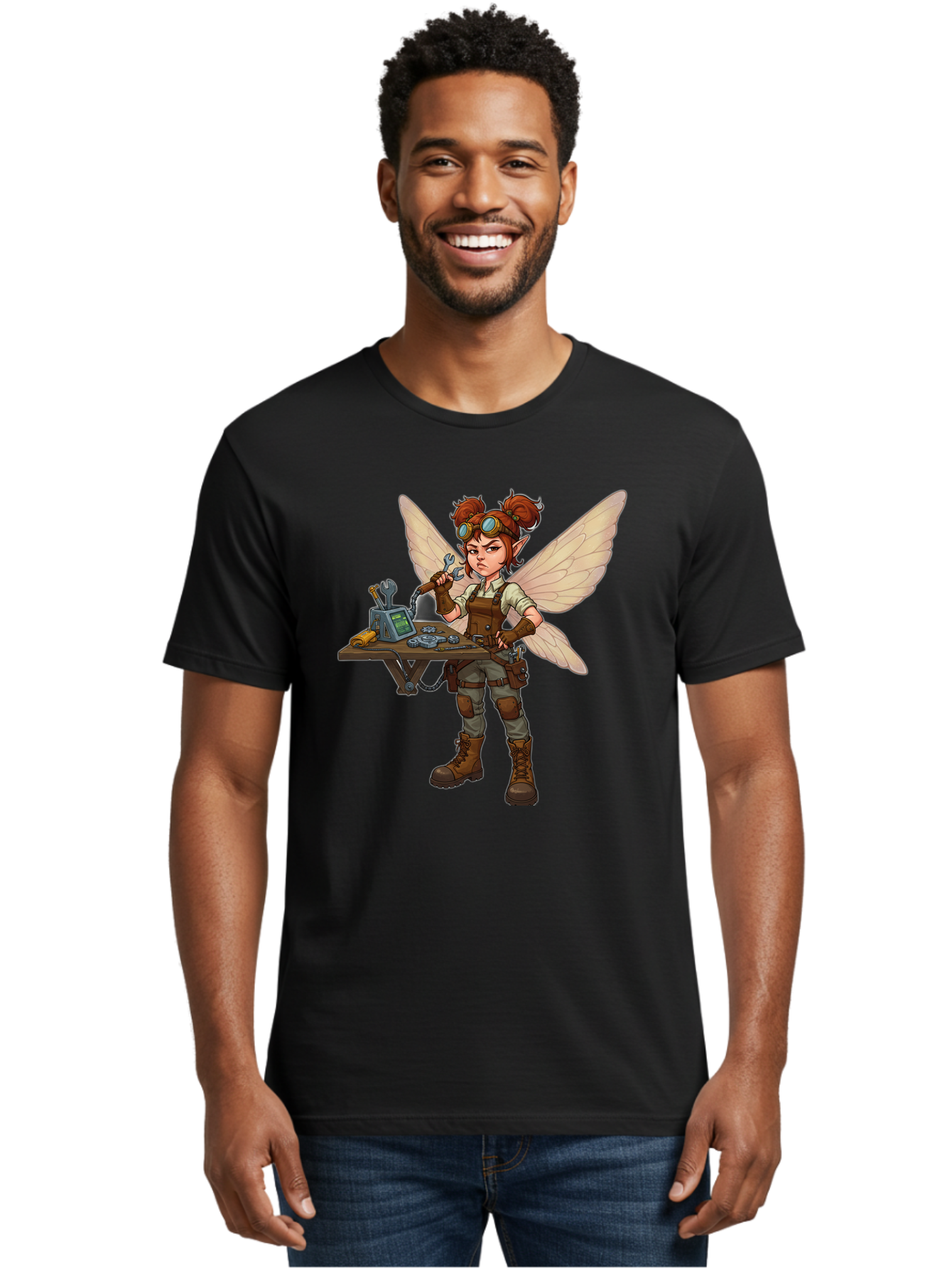 Steampunk-Fairy Men'S Graphic Tee, 100% Cotton, Comfortable Casual Summer Wear, Machine Washable, Vintage Camera, Old Camera, Antique Camera, Black Camera, Classic Photography, Photography Equipment, Nostalgic Device, Film Camera, Camera Art Bal411