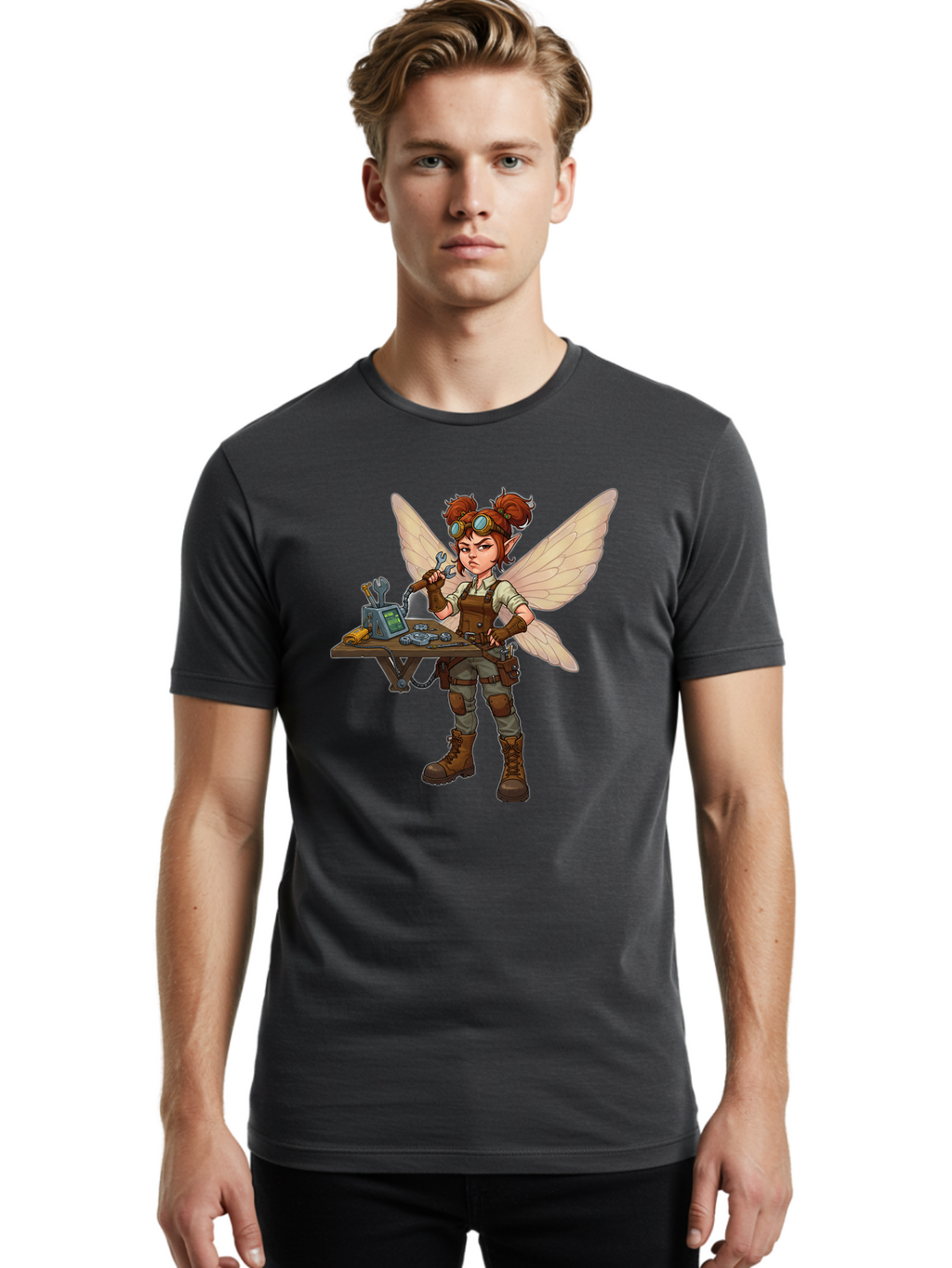 Steampunk-Fairy Men'S Graphic Tee, 100% Cotton, Comfortable Casual Summer Wear, Machine Washable, Vintage Camera, Old Camera, Antique Camera, Black Camera, Classic Photography, Photography Equipment, Nostalgic Device, Film Camera, Camera Art Bal411