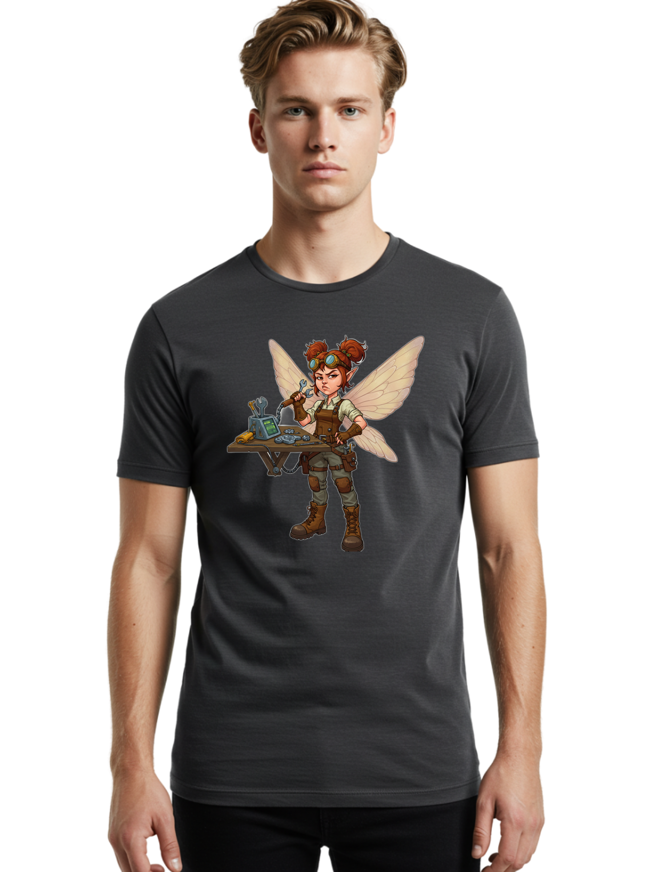 Steampunk-Fairy Men'S Graphic Tee, 100% Cotton, Comfortable Casual Summer Wear, Machine Washable, Vintage Camera, Old Camera, Antique Camera, Black Camera, Classic Photography, Photography Equipment, Nostalgic Device, Film Camera, Camera Art Bal411