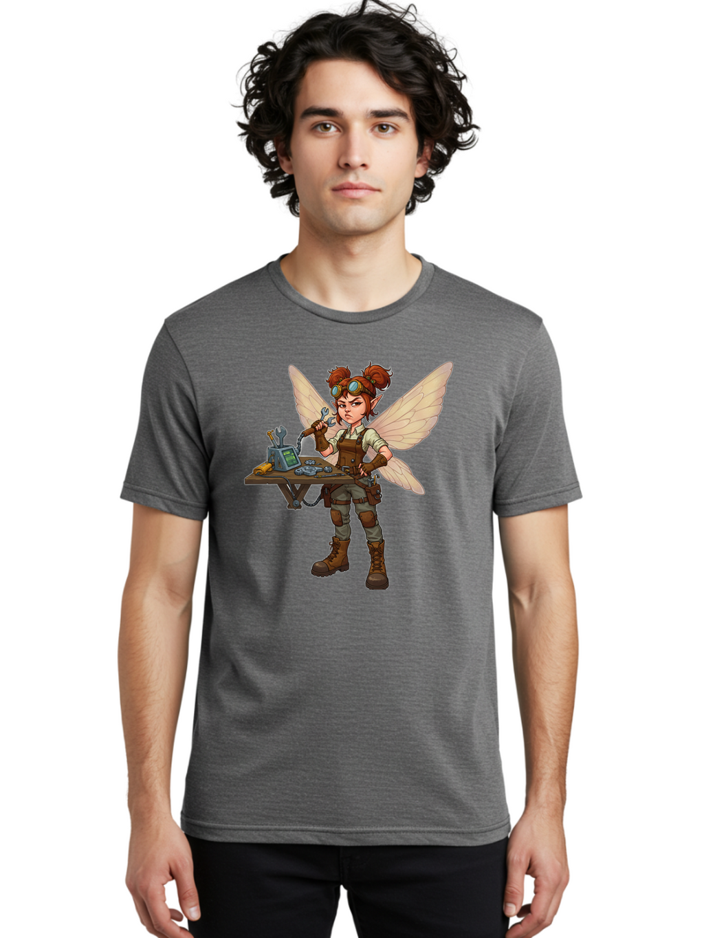 Steampunk-Fairy Men'S Graphic Tee, 100% Cotton, Comfortable Casual Summer Wear, Machine Washable, Vintage Camera, Old Camera, Antique Camera, Black Camera, Classic Photography, Photography Equipment, Nostalgic Device, Film Camera, Camera Art Bal411