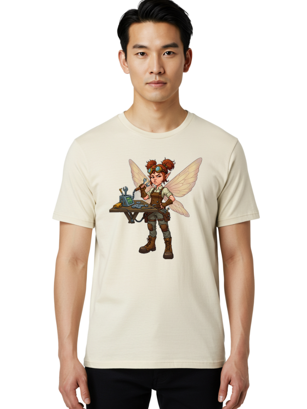 Steampunk-Fairy Men'S Graphic Tee, 100% Cotton, Comfortable Casual Summer Wear, Machine Washable, Vintage Camera, Old Camera, Antique Camera, Black Camera, Classic Photography, Photography Equipment, Nostalgic Device, Film Camera, Camera Art Bal411
