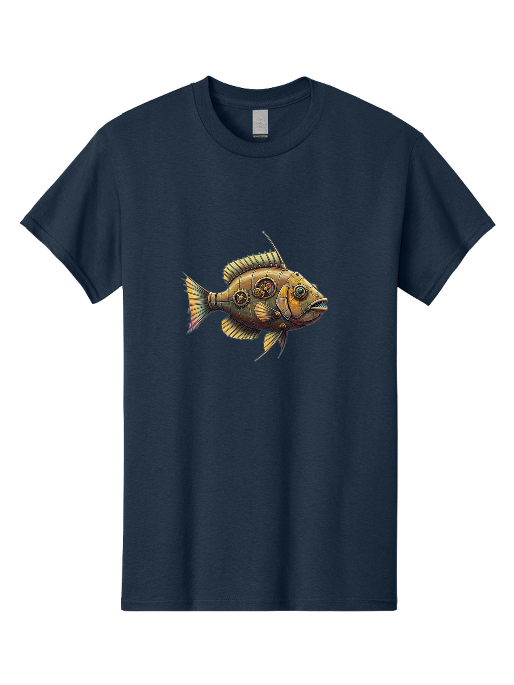 Steampunk-Fish-1 Men'S Graphic Tee, 100% Cotton, Comfortable Casual Summer Wear, Machine Washable, Vintage Camera, Old Camera, Antique Camera, Black Camera, Classic Photography, Photography Equipment, Nostalgic Device, Film Camera, Camera Art Bal412