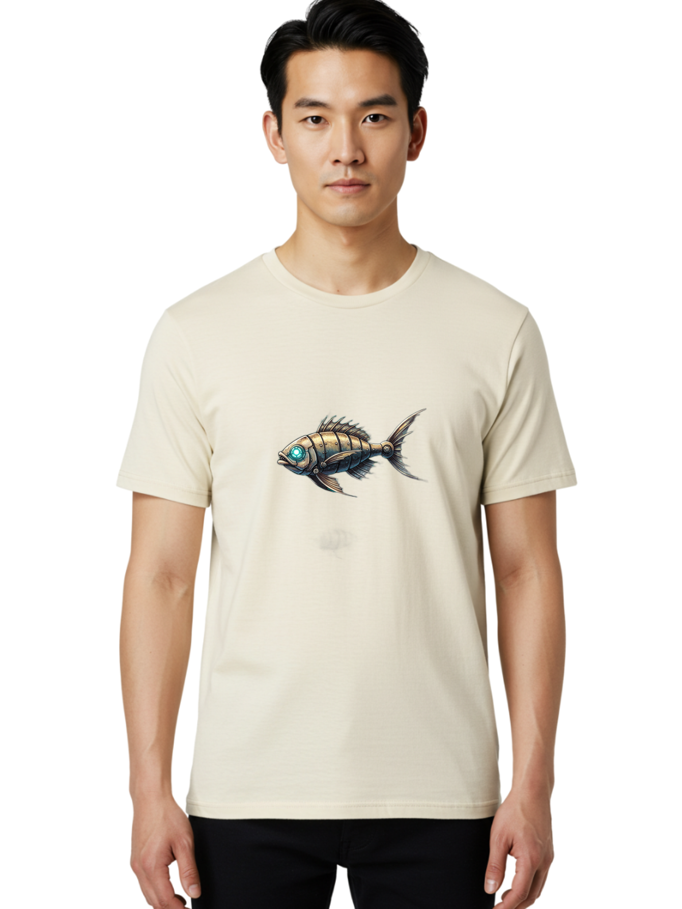 Steampunk-Fish-2 Men'S Graphic Tee, 100% Cotton, Comfortable Casual Summer Wear, Machine Washable, Vintage Camera, Old Camera, Antique Camera, Black Camera, Classic Photography, Photography Equipment, Nostalgic Device, Film Camera, Camera Art Bal413