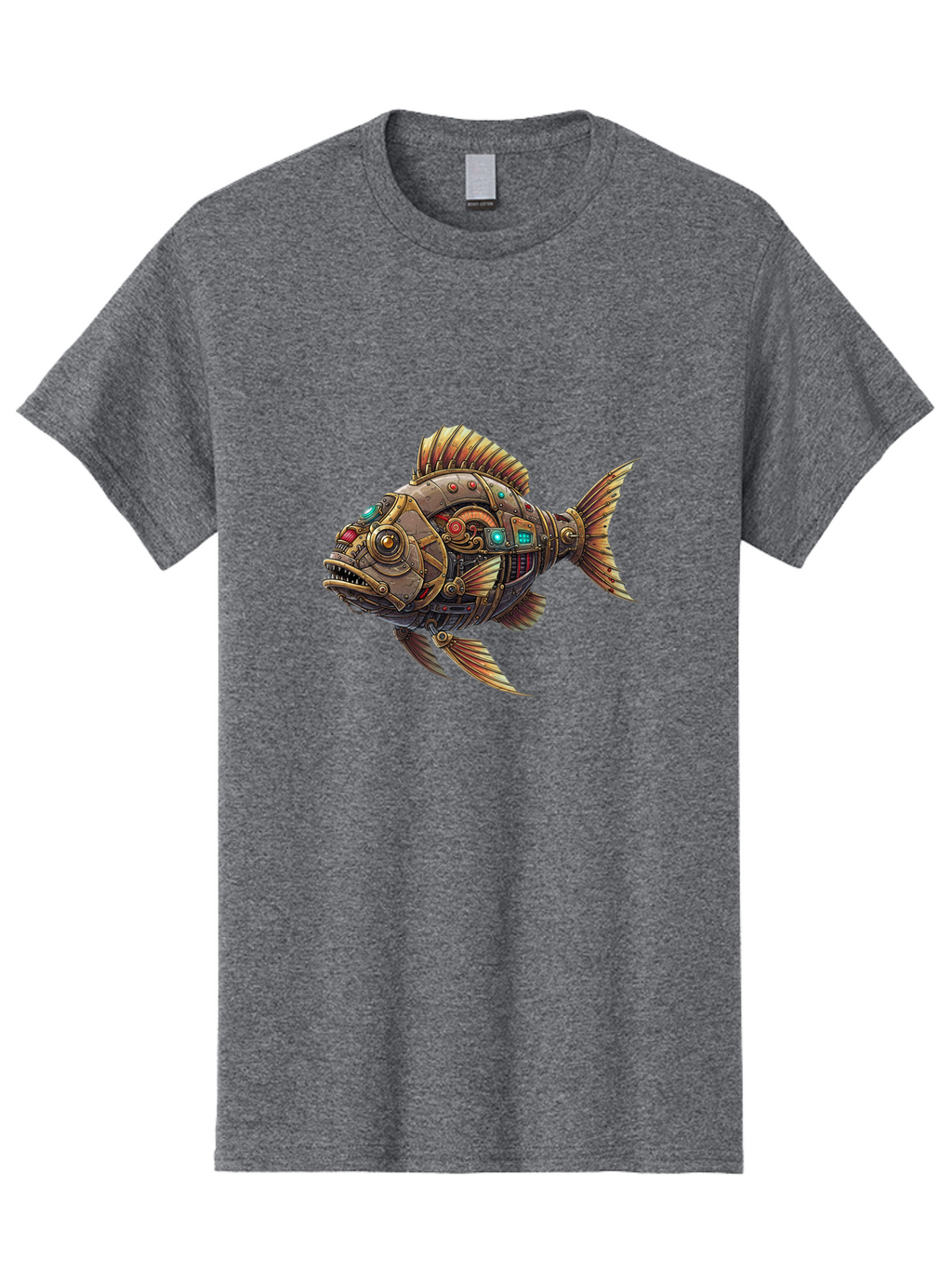 Steampunk-Fish-3 Men'S Graphic Tee, 100% Cotton, Comfortable Casual Summer Wear, Machine Washable, Vintage Camera, Old Camera, Antique Camera, Black Camera, Classic Photography, Photography Equipment, Nostalgic Device, Film Camera, Camera Art Bal414