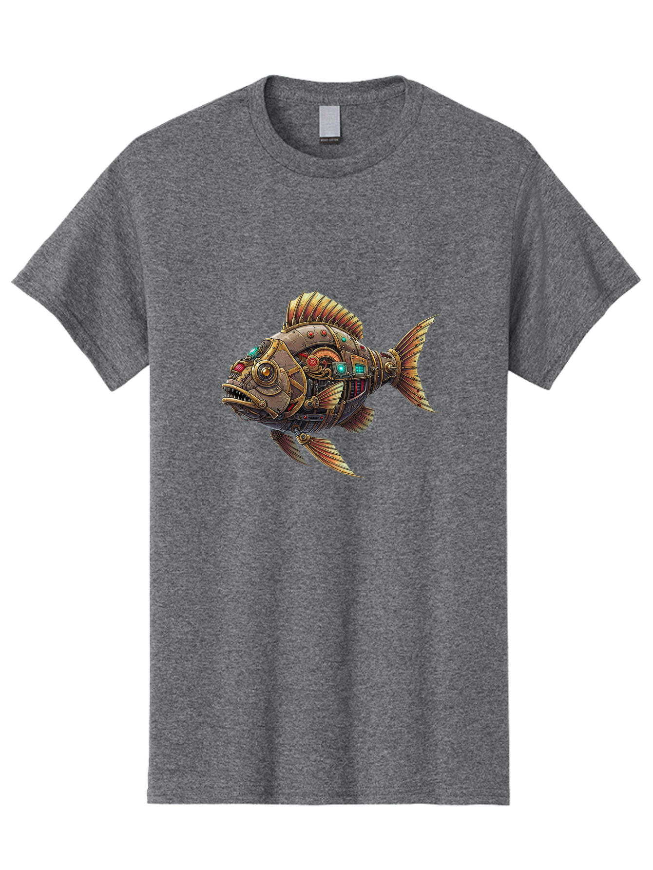 Steampunk-Fish-3 Men'S Graphic Tee, 100% Cotton, Comfortable Casual Summer Wear, Machine Washable, Vintage Camera, Old Camera, Antique Camera, Black Camera, Classic Photography, Photography Equipment, Nostalgic Device, Film Camera, Camera Art Bal414
