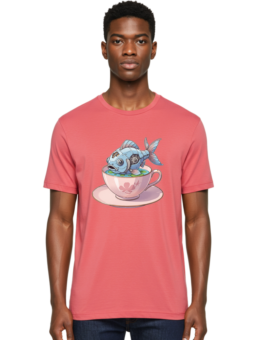 Steampunk-Fish-5 Men'S Graphic Tee, 100% Cotton, Comfortable Casual Summer Wear, Machine Washable, Vintage Camera, Old Camera, Antique Camera, Black Camera, Classic Photography, Photography Equipment, Nostalgic Device, Film Camera, Camera Art Bal416