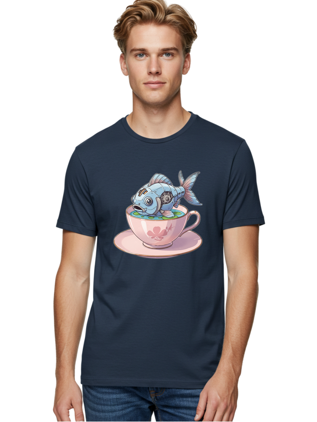 Steampunk-Fish-5 Men'S Graphic Tee, 100% Cotton, Comfortable Casual Summer Wear, Machine Washable, Vintage Camera, Old Camera, Antique Camera, Black Camera, Classic Photography, Photography Equipment, Nostalgic Device, Film Camera, Camera Art Bal416