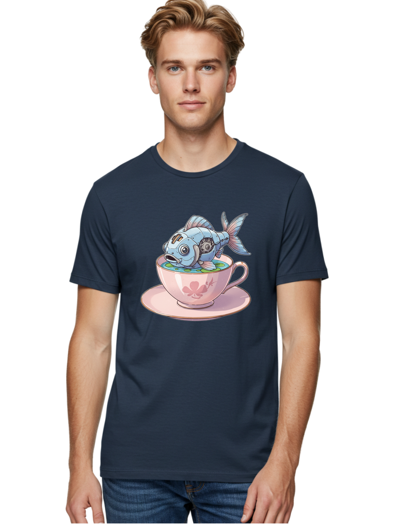 Steampunk-Fish-5 Men'S Graphic Tee, 100% Cotton, Comfortable Casual Summer Wear, Machine Washable, Vintage Camera, Old Camera, Antique Camera, Black Camera, Classic Photography, Photography Equipment, Nostalgic Device, Film Camera, Camera Art Bal416