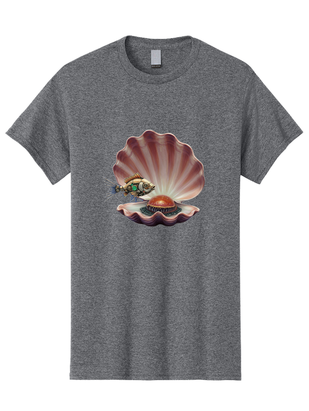 Steampunk-Fish-Pearl-Shell Men'S Graphic Tee, 100% Cotton, Comfortable Casual Summer Wear, Machine Washable, Vintage Camera, Old Camera, Antique Camera, Black Camera, Classic Photography, Photography Equipment, Nostalgic Device, Film Camera, Bal417