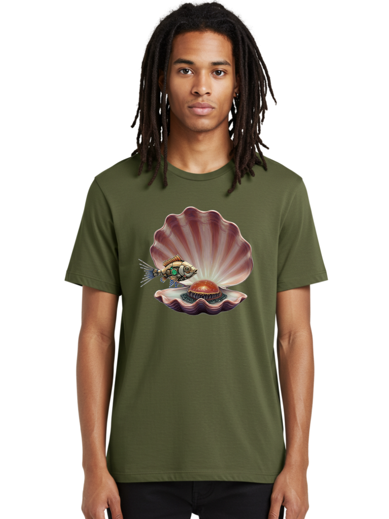 Steampunk-Fish-Pearl-Shell Men'S Graphic Tee, 100% Cotton, Comfortable Casual Summer Wear, Machine Washable, Vintage Camera, Old Camera, Antique Camera, Black Camera, Classic Photography, Photography Equipment, Nostalgic Device, Film Camera, Bal417