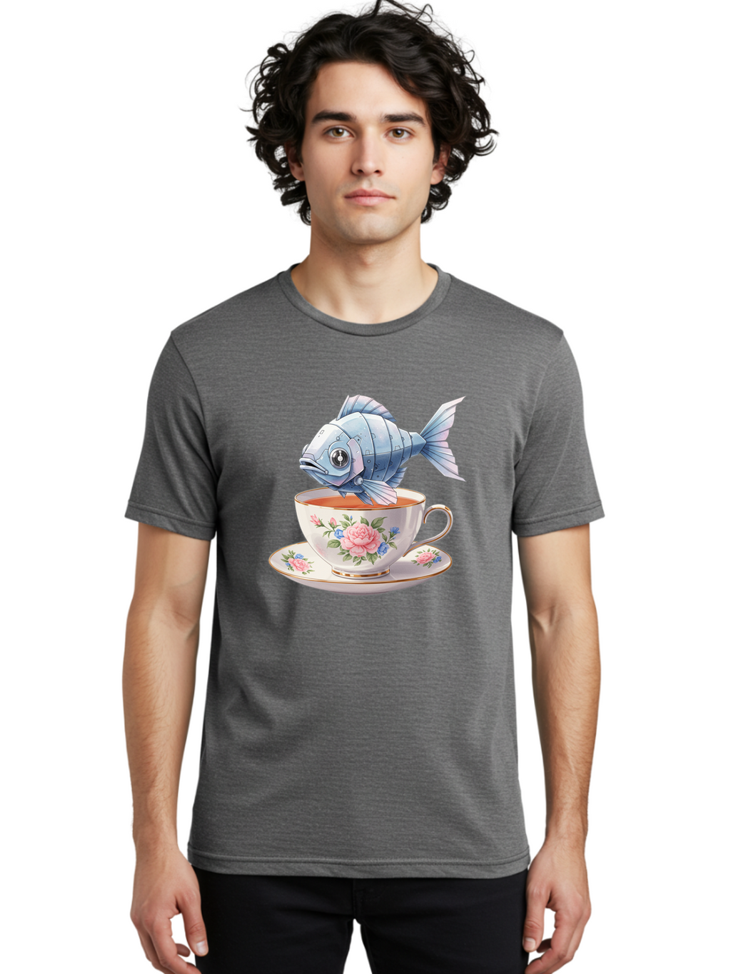 Steampunk-Fish-Tea Men'S Graphic Tee, 100% Cotton, Comfortable Casual Summer Wear, Machine Washable, Vintage Camera, Old Camera, Antique Camera, Black Camera, Classic Photography, Photography Equipment, Nostalgic Device, Film Camera, Bal418