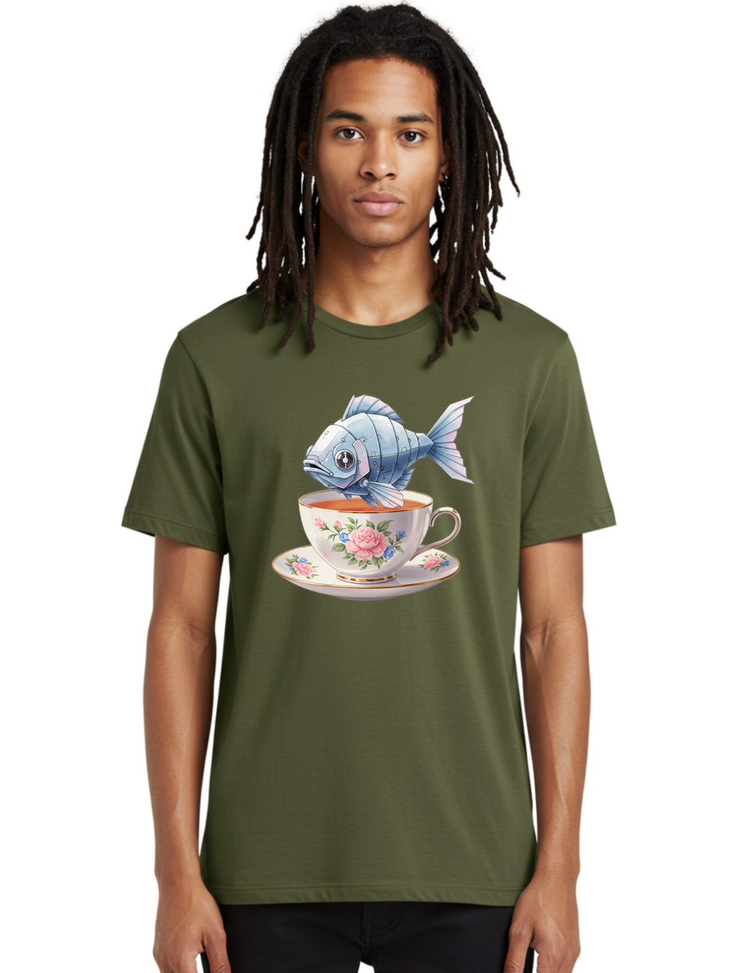 Steampunk-Fish-Tea Men'S Graphic Tee, 100% Cotton, Comfortable Casual Summer Wear, Machine Washable, Vintage Camera, Old Camera, Antique Camera, Black Camera, Classic Photography, Photography Equipment, Nostalgic Device, Film Camera, Bal418