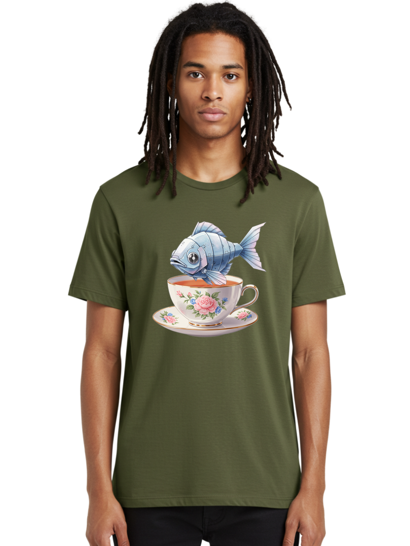 Steampunk-Fish-Tea Men'S Graphic Tee, 100% Cotton, Comfortable Casual Summer Wear, Machine Washable, Vintage Camera, Old Camera, Antique Camera, Black Camera, Classic Photography, Photography Equipment, Nostalgic Device, Film Camera, Bal418
