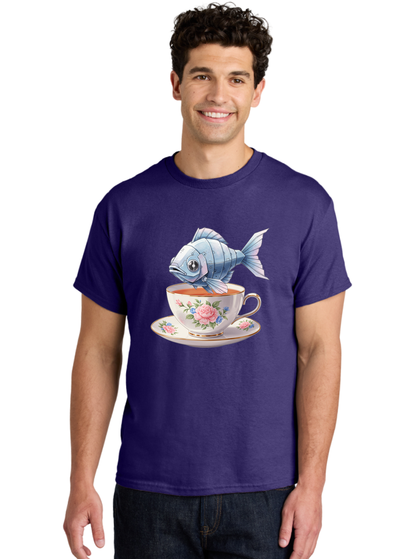 Steampunk-Fish-Tea Men'S Graphic Tee, 100% Cotton, Comfortable Casual Summer Wear, Machine Washable, Vintage Camera, Old Camera, Antique Camera, Black Camera, Classic Photography, Photography Equipment, Nostalgic Device, Film Camera, Bal418