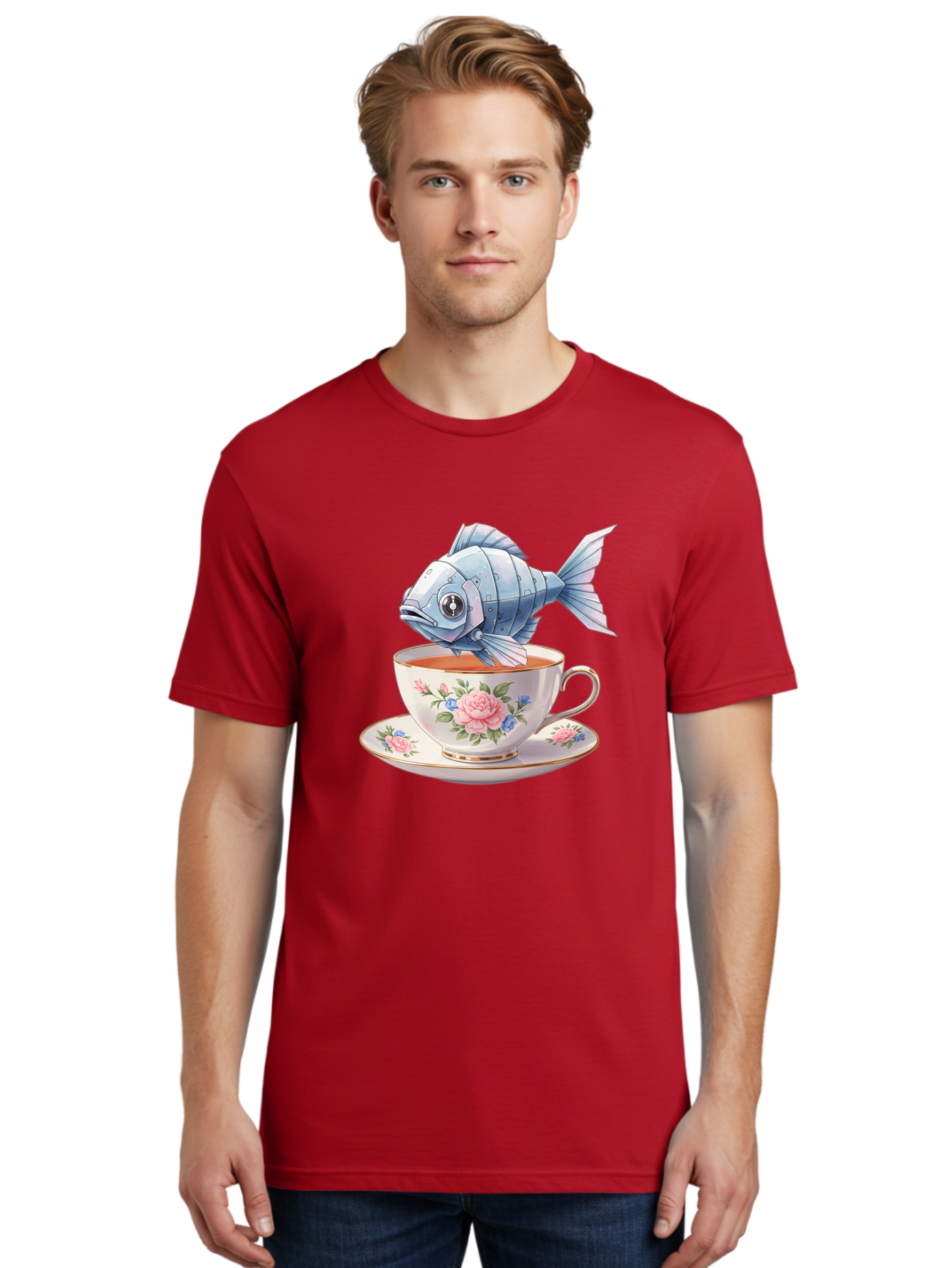 Steampunk-Fish-Tea Men'S Graphic Tee, 100% Cotton, Comfortable Casual Summer Wear, Machine Washable, Vintage Camera, Old Camera, Antique Camera, Black Camera, Classic Photography, Photography Equipment, Nostalgic Device, Film Camera, Bal418