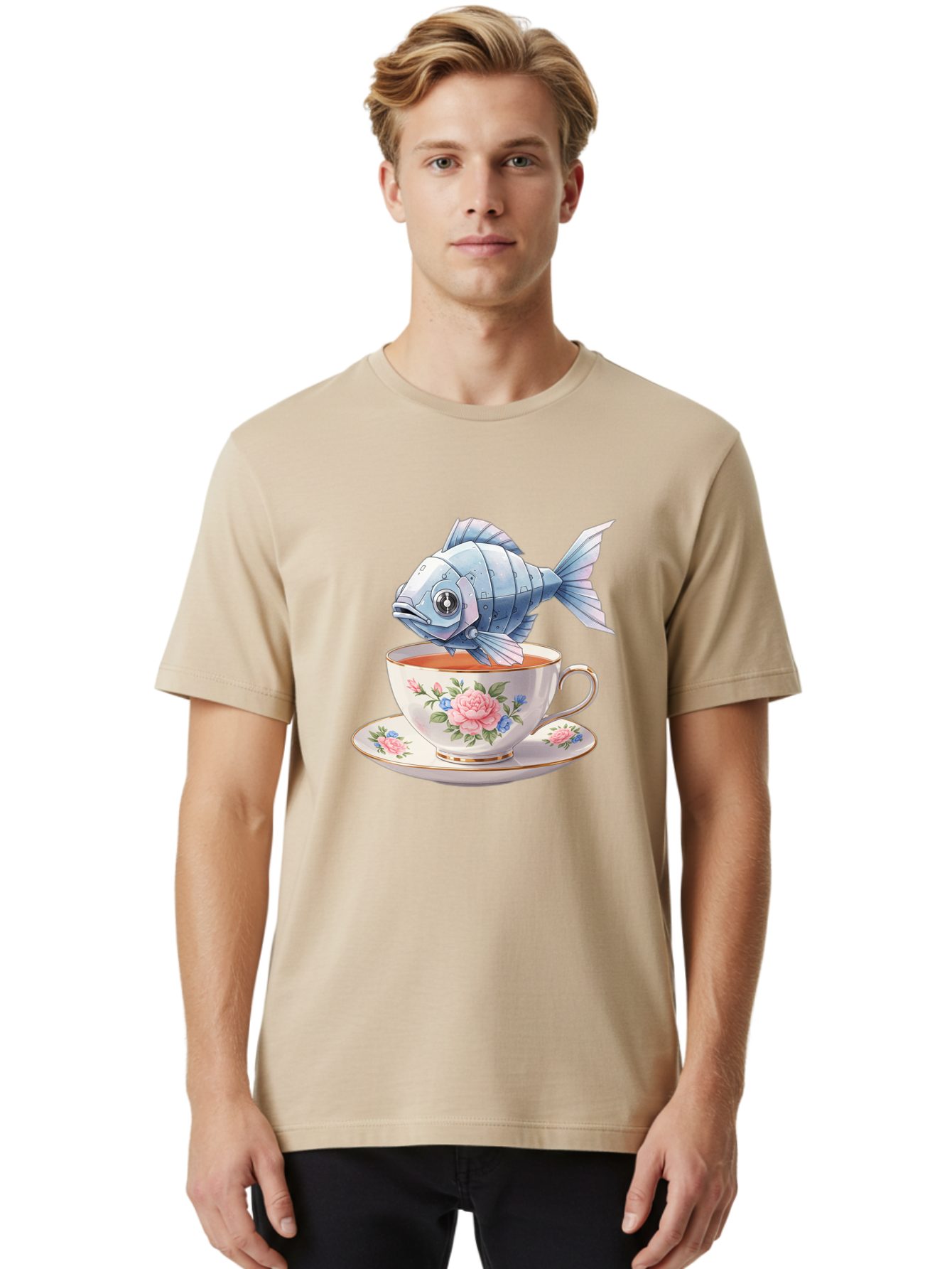 Steampunk-Fish-Tea Men'S Graphic Tee, 100% Cotton, Comfortable Casual Summer Wear, Machine Washable, Vintage Camera, Old Camera, Antique Camera, Black Camera, Classic Photography, Photography Equipment, Nostalgic Device, Film Camera, Bal418